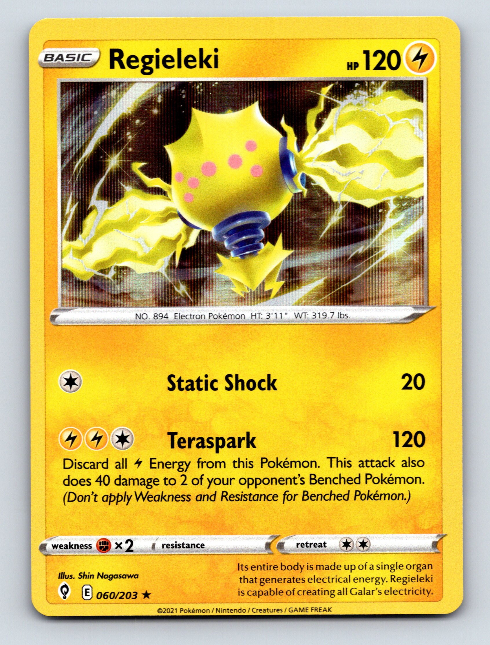 Basic Regieleki HP 120 Static Shock Attack Rare Yellow Pokmon Card