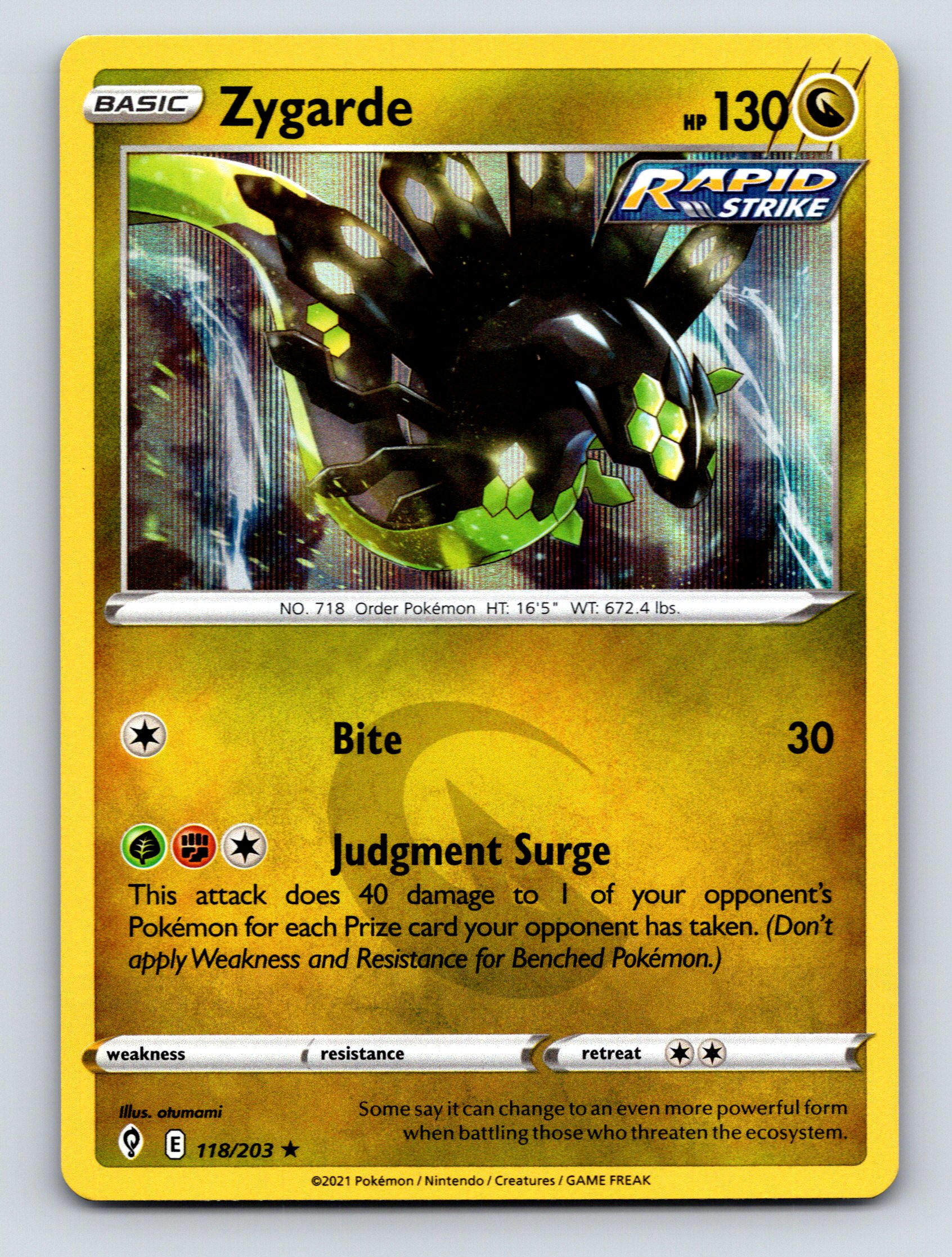 Basic Zygarde HP 130 Rapid Strike Judgment Surge Rare Yellow