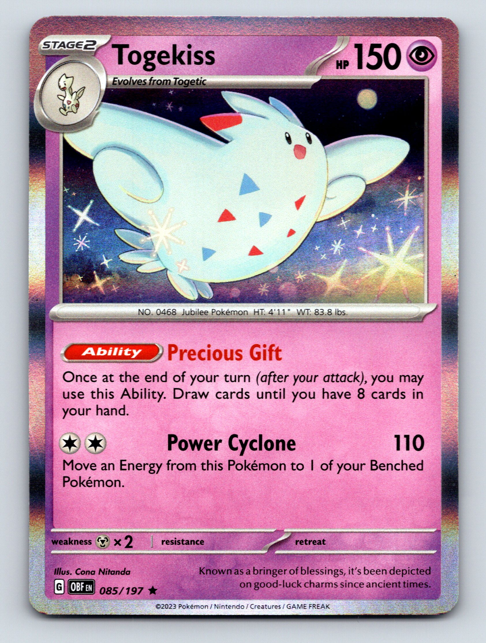 rare pink pokemon cards Stage 2 Togekiss HP 150 Precious Gift Ability Rare Pink Pokémon Card