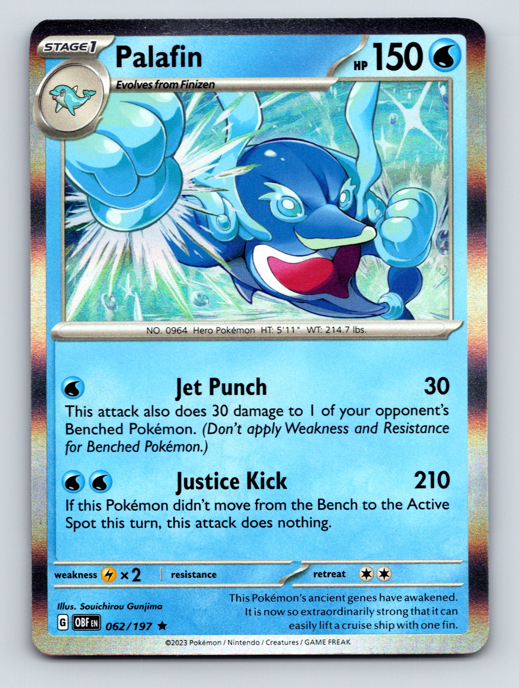 Stage 1 Palafin HP 150 Jet Punch Attack Blue Colorful Pokémon Card