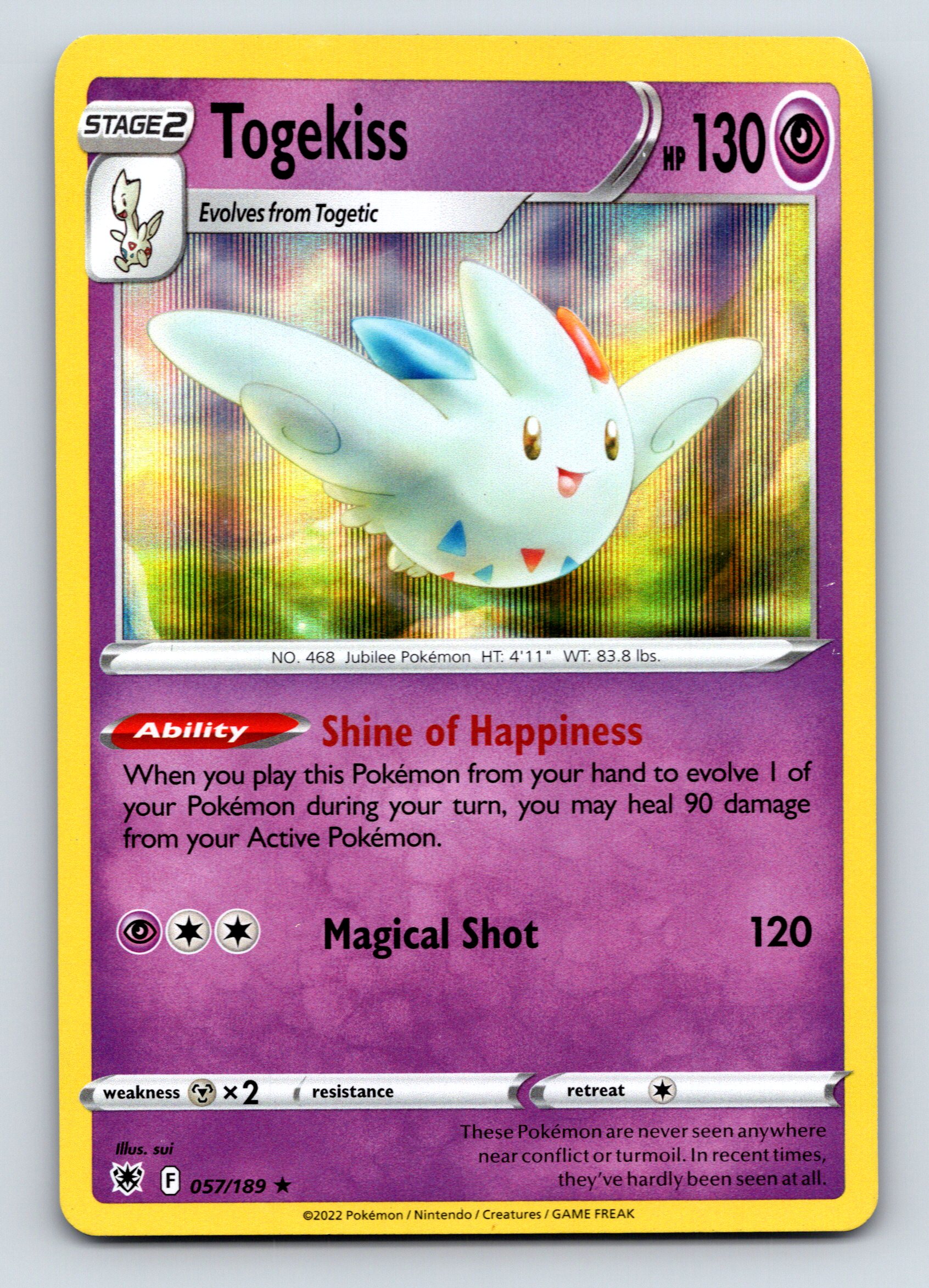Stage 2 Togekiss HP 130 Shine Of Happiness Ability Purple Pokmon Card Stage 2 Togekiss HP 130 Shine Of Happiness Ability Purple Pokmon Card