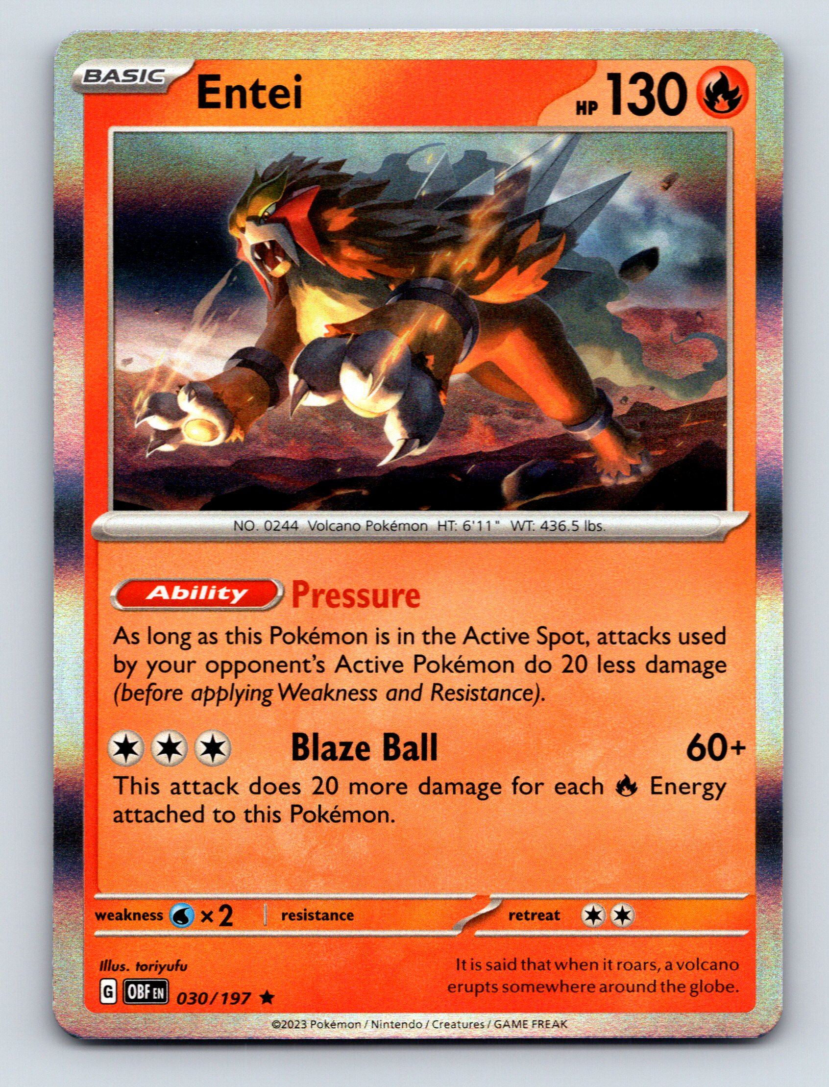Entei Ball Basic Entei HP 130 Blaze Ball Attack Pressure Ability Red Pokémon Fiery ...
