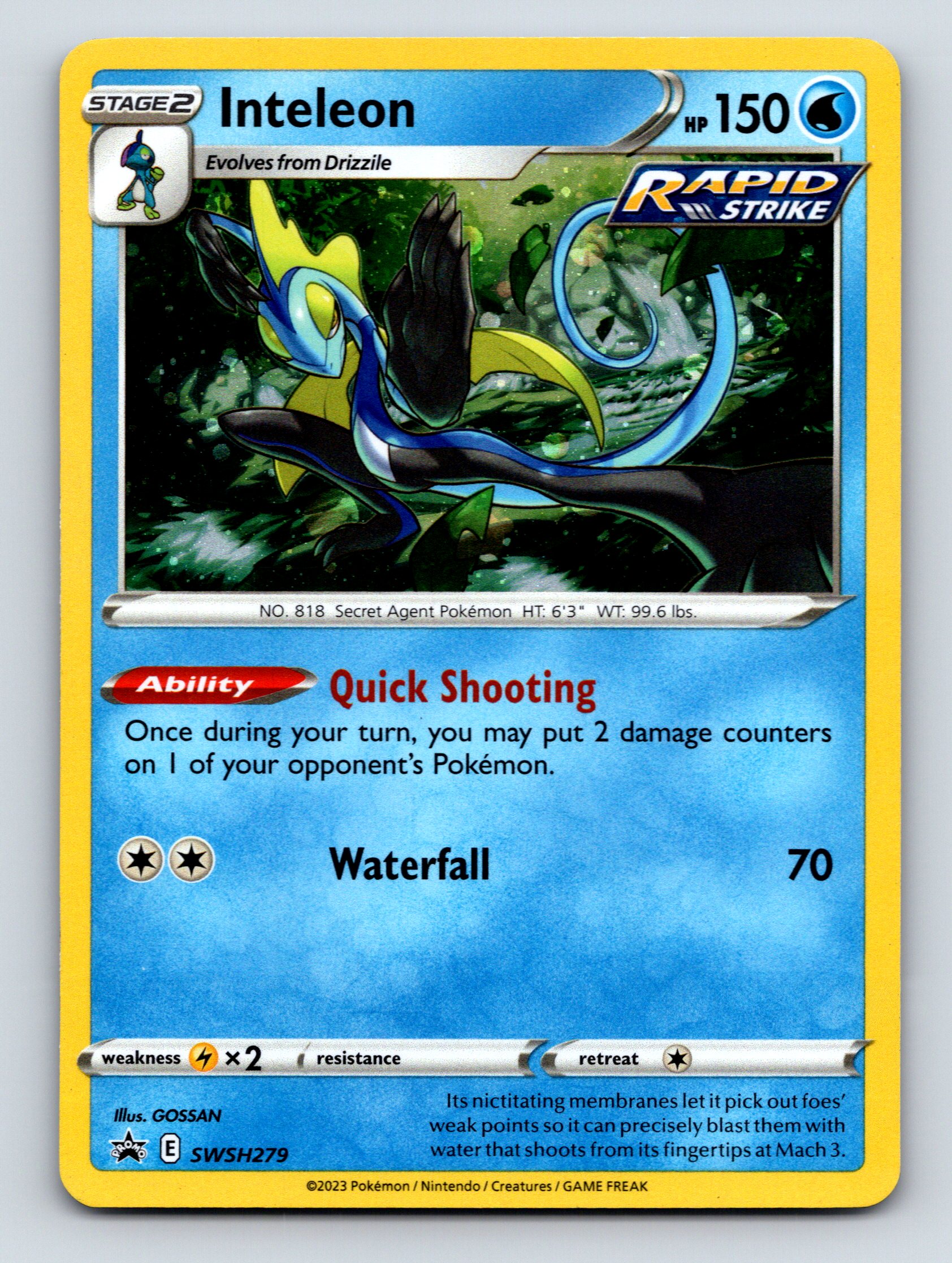 Stage 2 Inteleon HP 150 Quick Shooting Ability Rarity Blue Pokémon