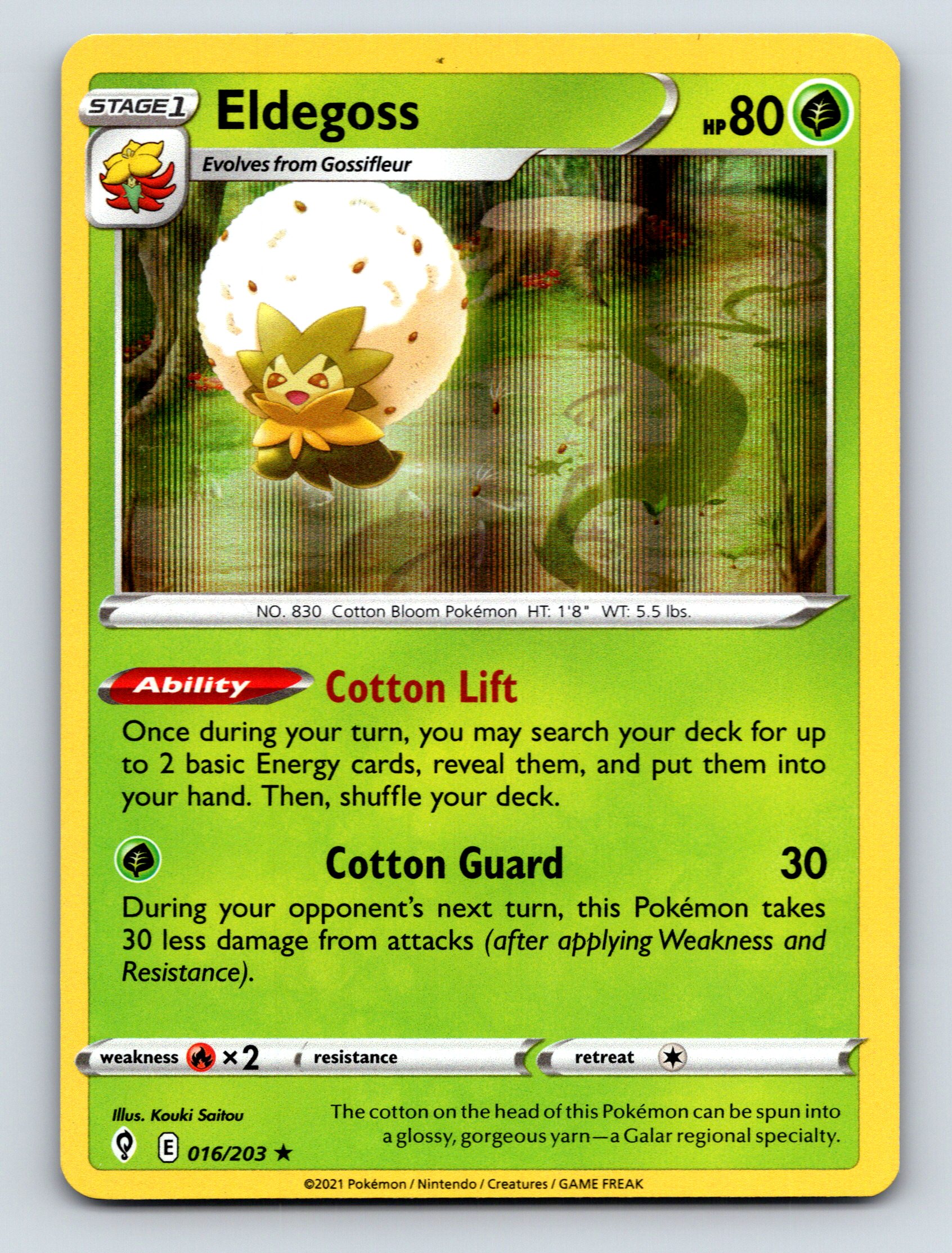 Stage 1 Eldegoss HP 80 Cotton Lift Ability Cotton Guard Attack