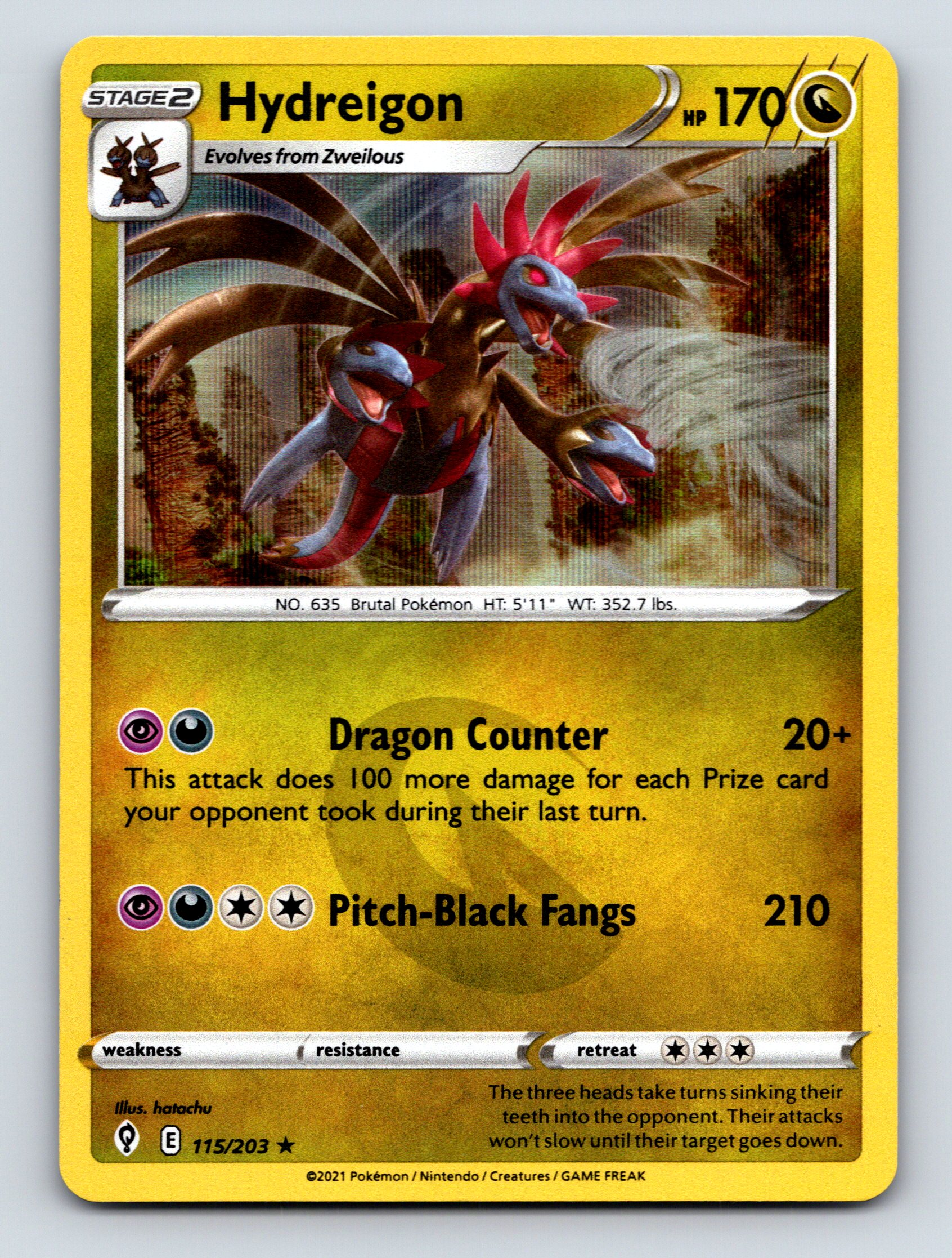 Stage 2 Hydreigon HP 170 Dragon Counter Attack Star Rarity Bronze Pokmon