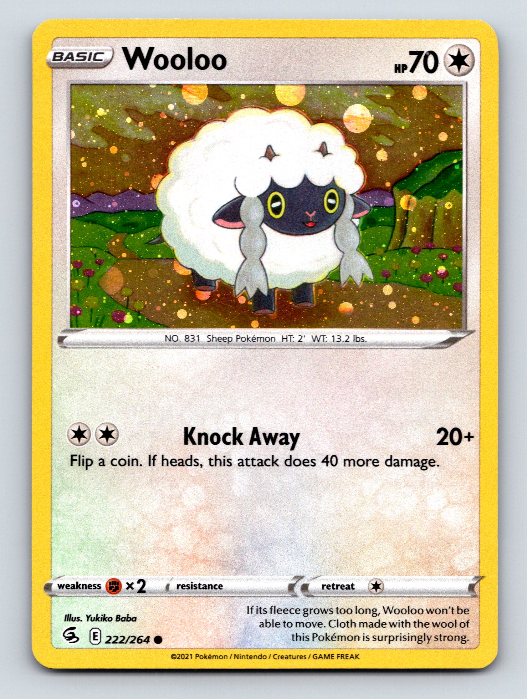 Basic Wooloo HP 70 Knock Away Attack Rarity White Colorful Pokémon