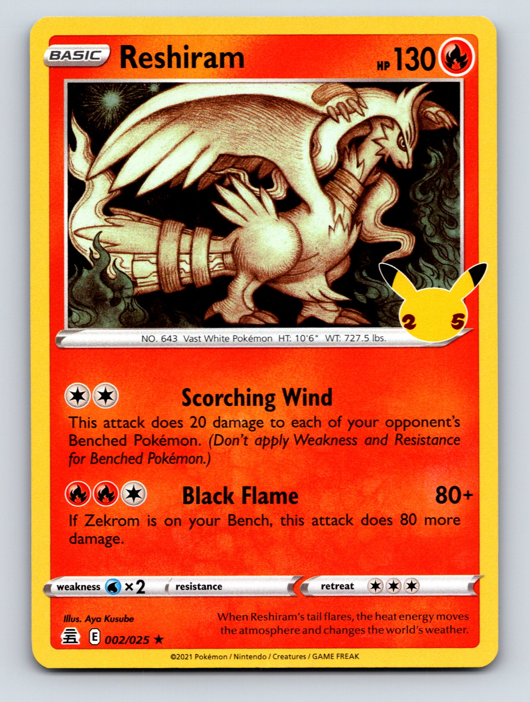 Basic Reshiram HP 130 Black Flame Attack Fire Pokmon Red Card Basic Reshiram HP 130 Black Flame Attack Fire Pokmon Red Card