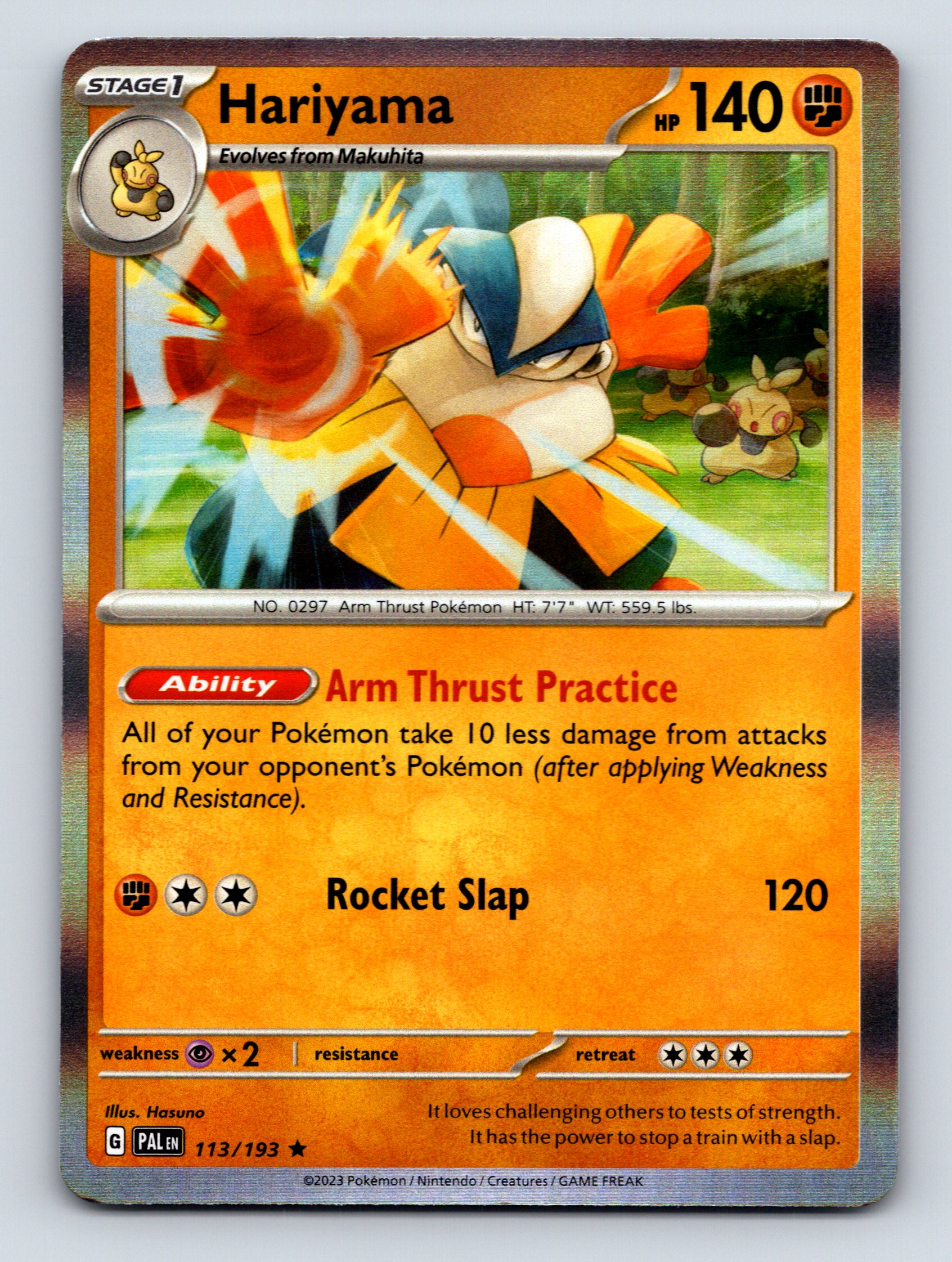 Stage 1 Hariyama HP 140 Rocket Slap Attack Rarity Orange Pokémon