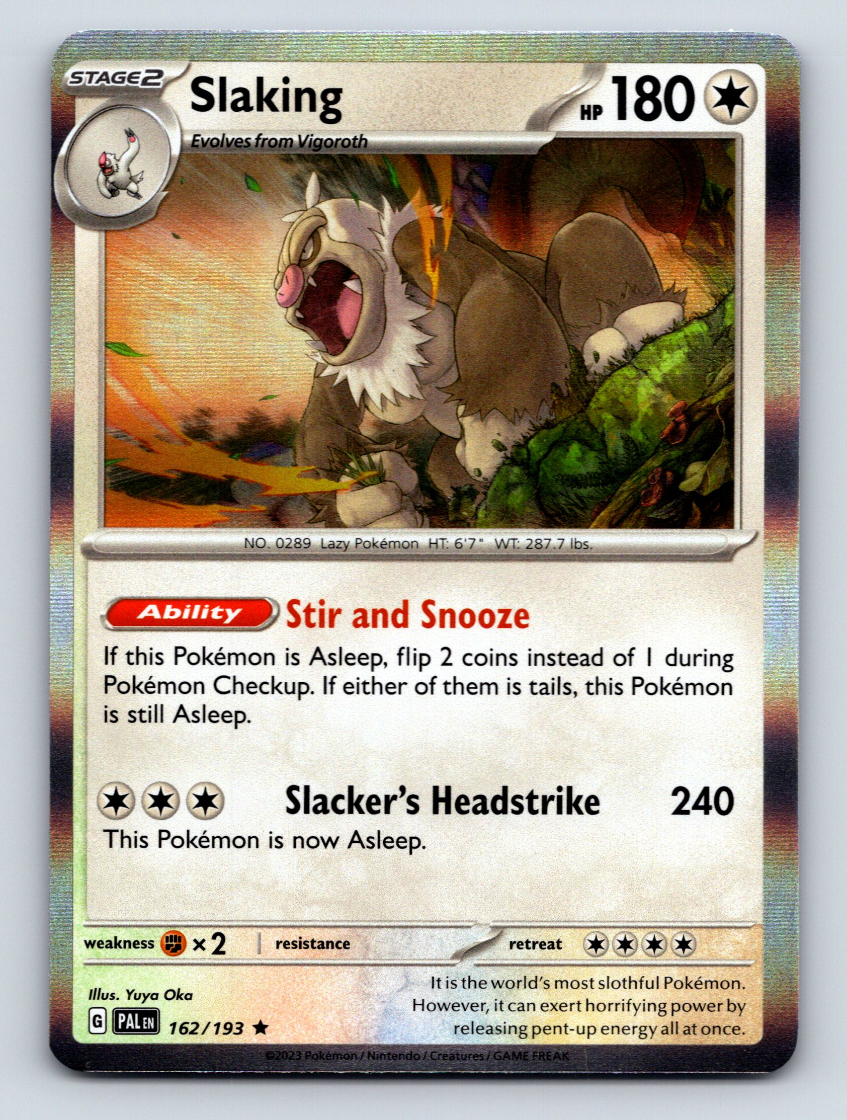 Stage 2 Slaking HP 180 Stir And Snooze Ability Colorless Pokmon Card Stage 2 Slaking HP 180 Stir And Snooze Ability Colorless Pokmon Card