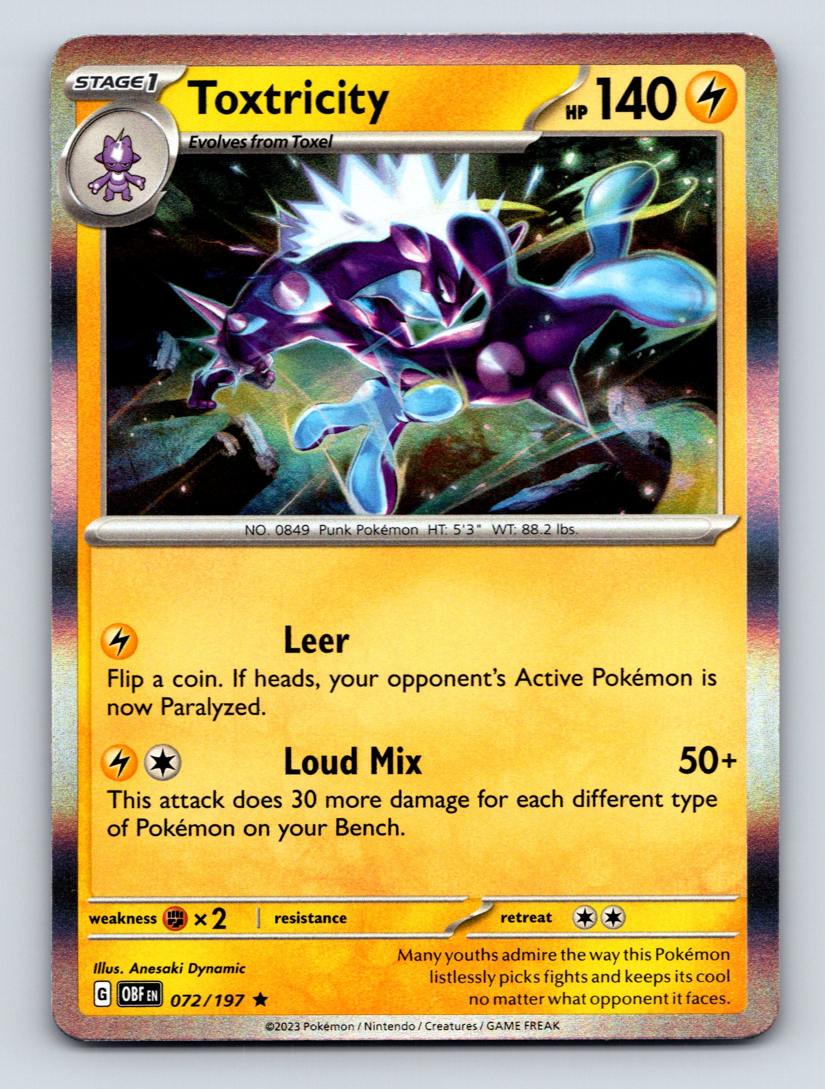 Stage 1 Toxtricity HP 140 Leer Attack Loud Mix Rarity Blue Pokémon