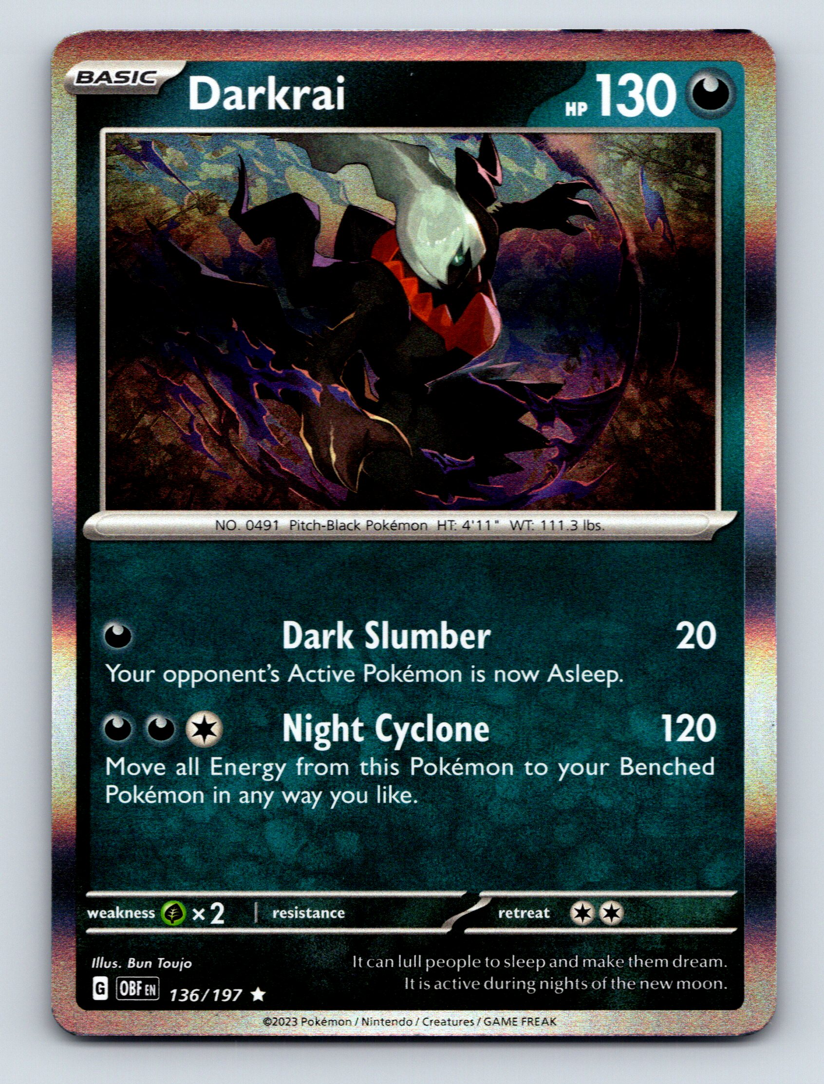 リーダーカード つな ATK40 HP130 Basic Darkrai HP 130 Dark Slumber Attack Star Rarity Dark Pokémon