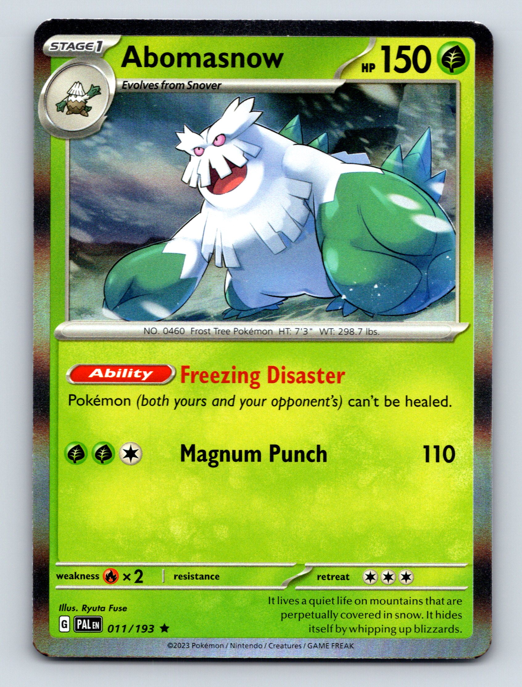 Stage 1 Abomasnow HP 150 Magnum Punch Attack Rarity Green Pokémon