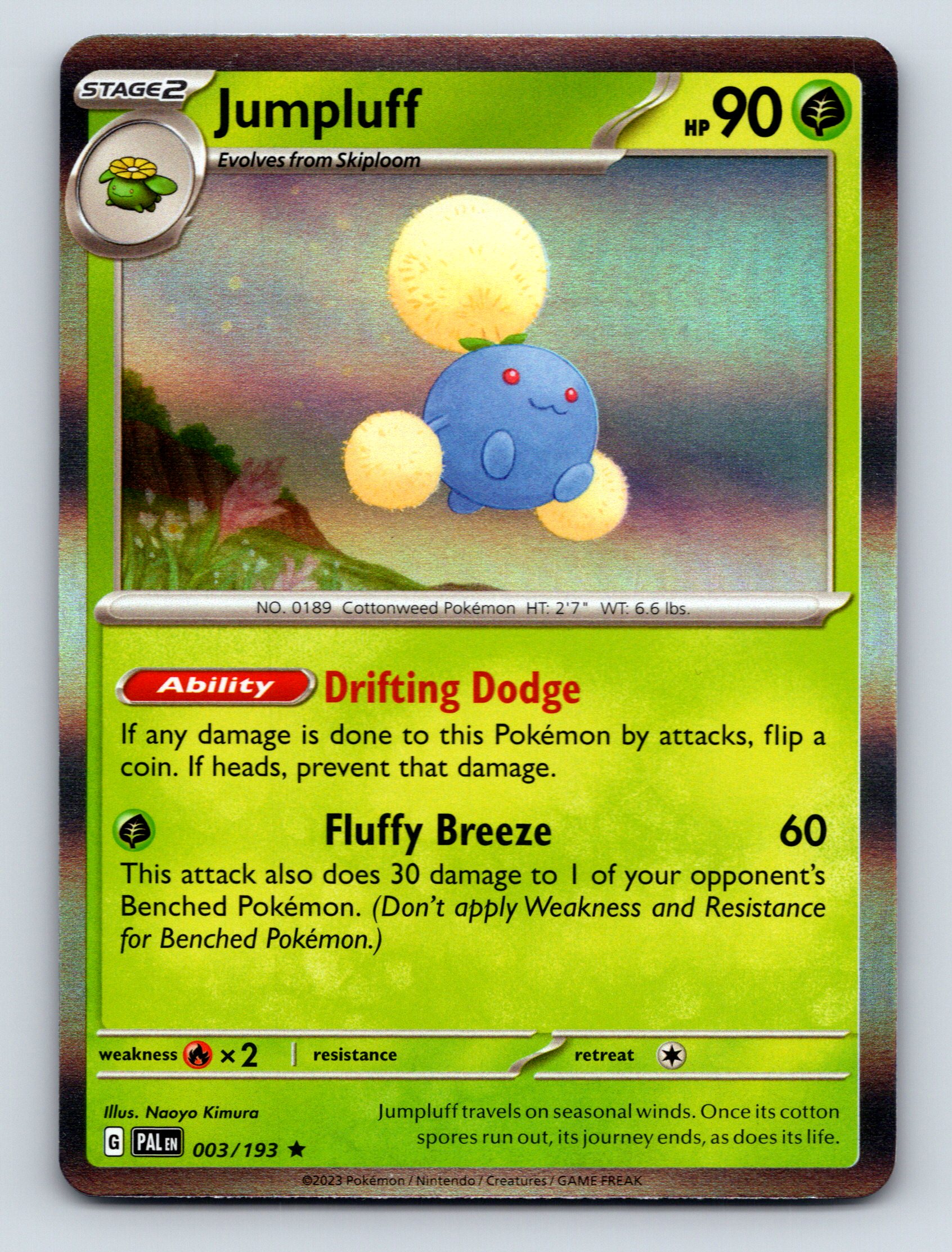 Stage 2 Jumpluff HP 90 Fluffy Breeze Attack Rarity Green Pokémon