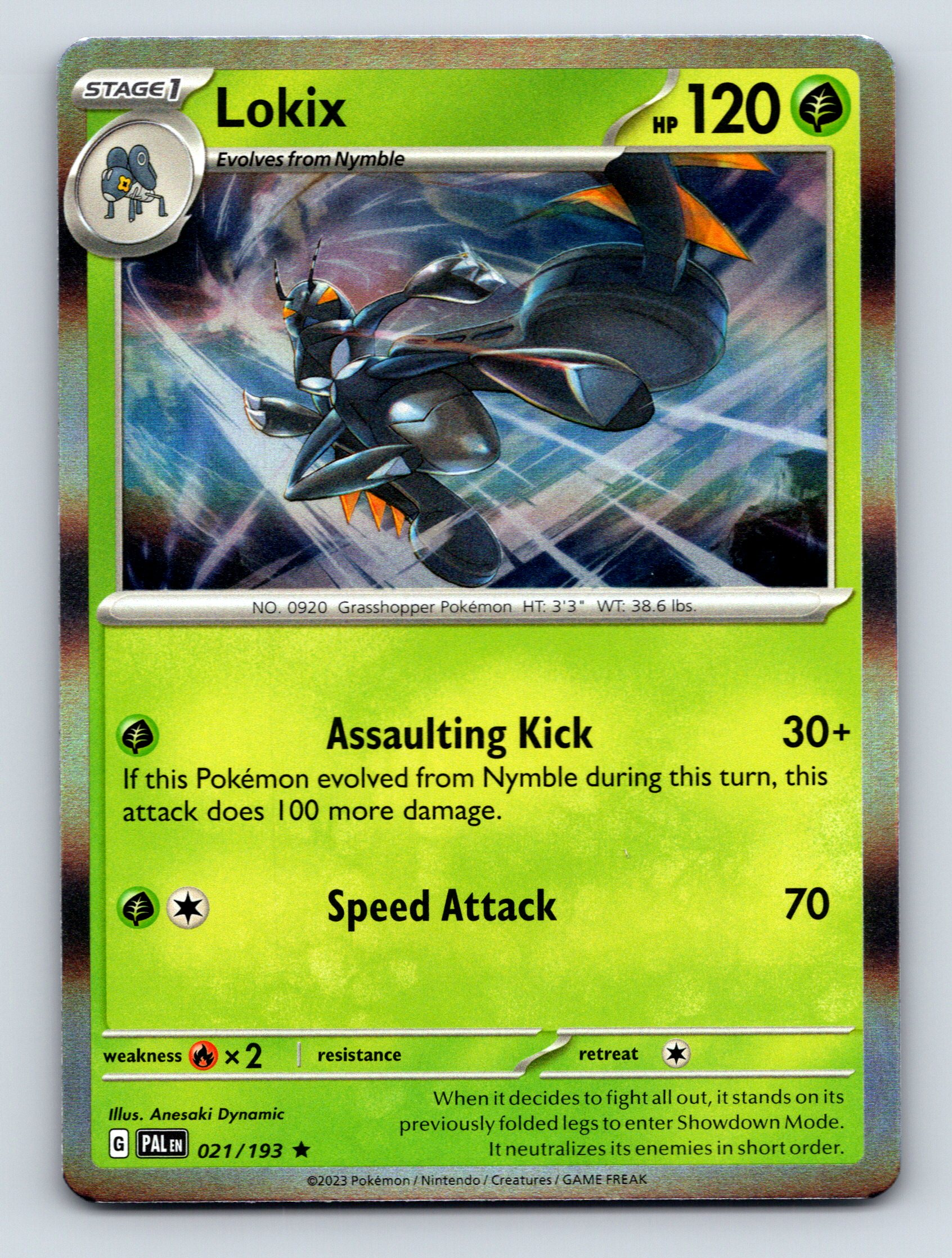 Stage 1 Lokix HP 120 Assulting Kick Speed Attack Rarity Green
