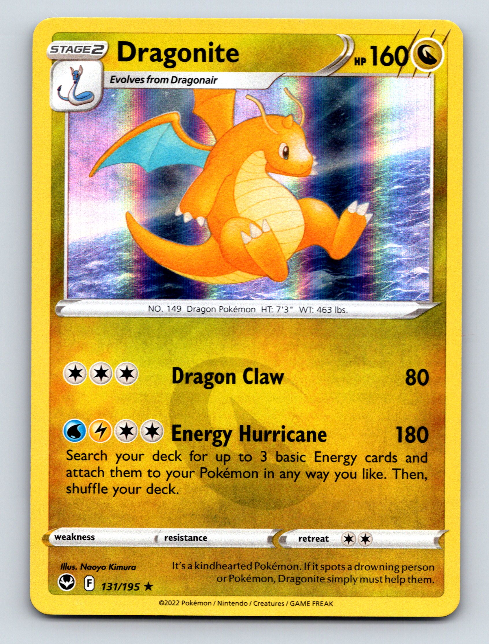 Stage 2 Dragonite HP 160 Dragon Claw Attack Rarity Yellow Vibrant
