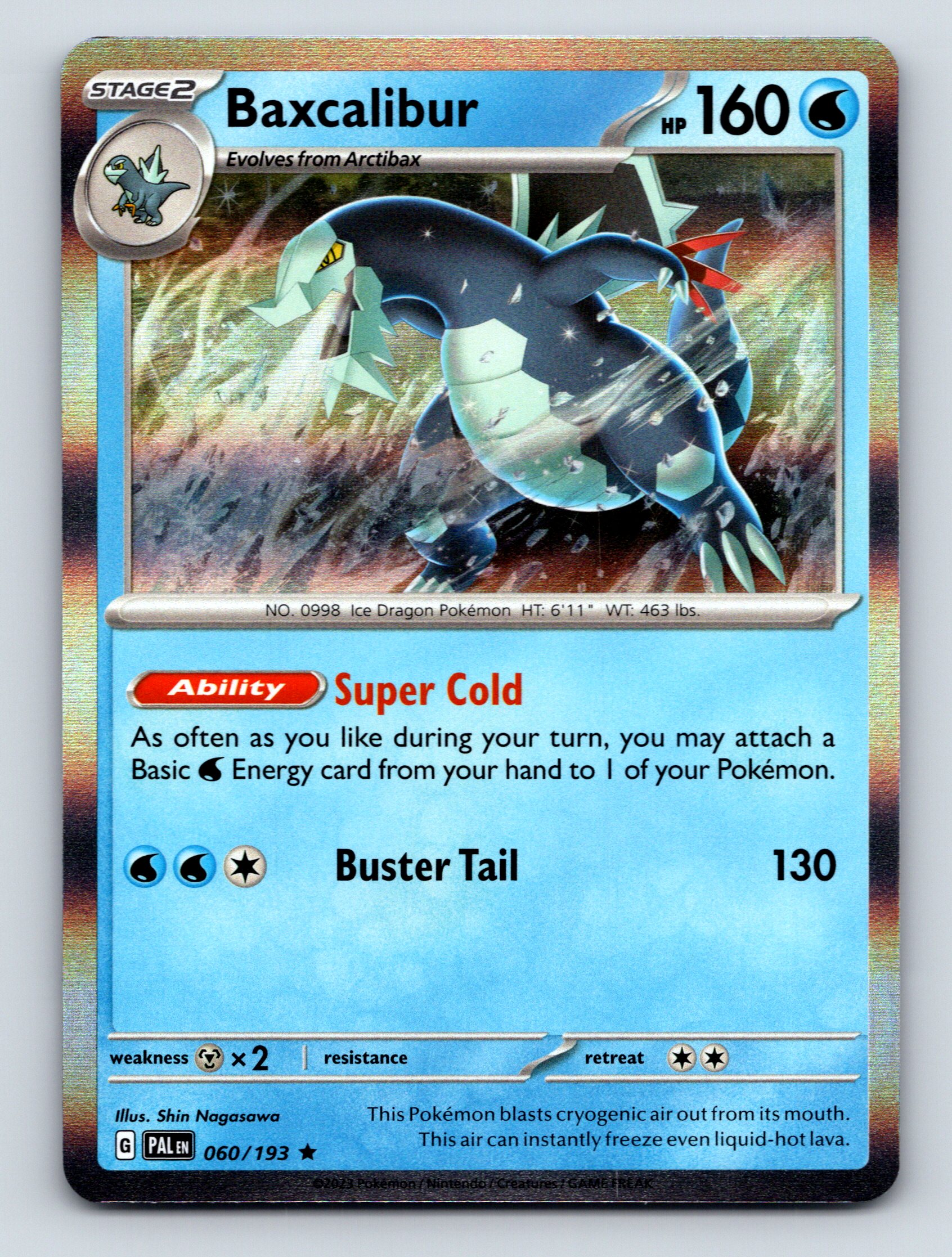 baxcalibur pokemon card price Stage 2 Baxcalibur HP 160 Buster Tail Attack Rare Blue Pokémon Card