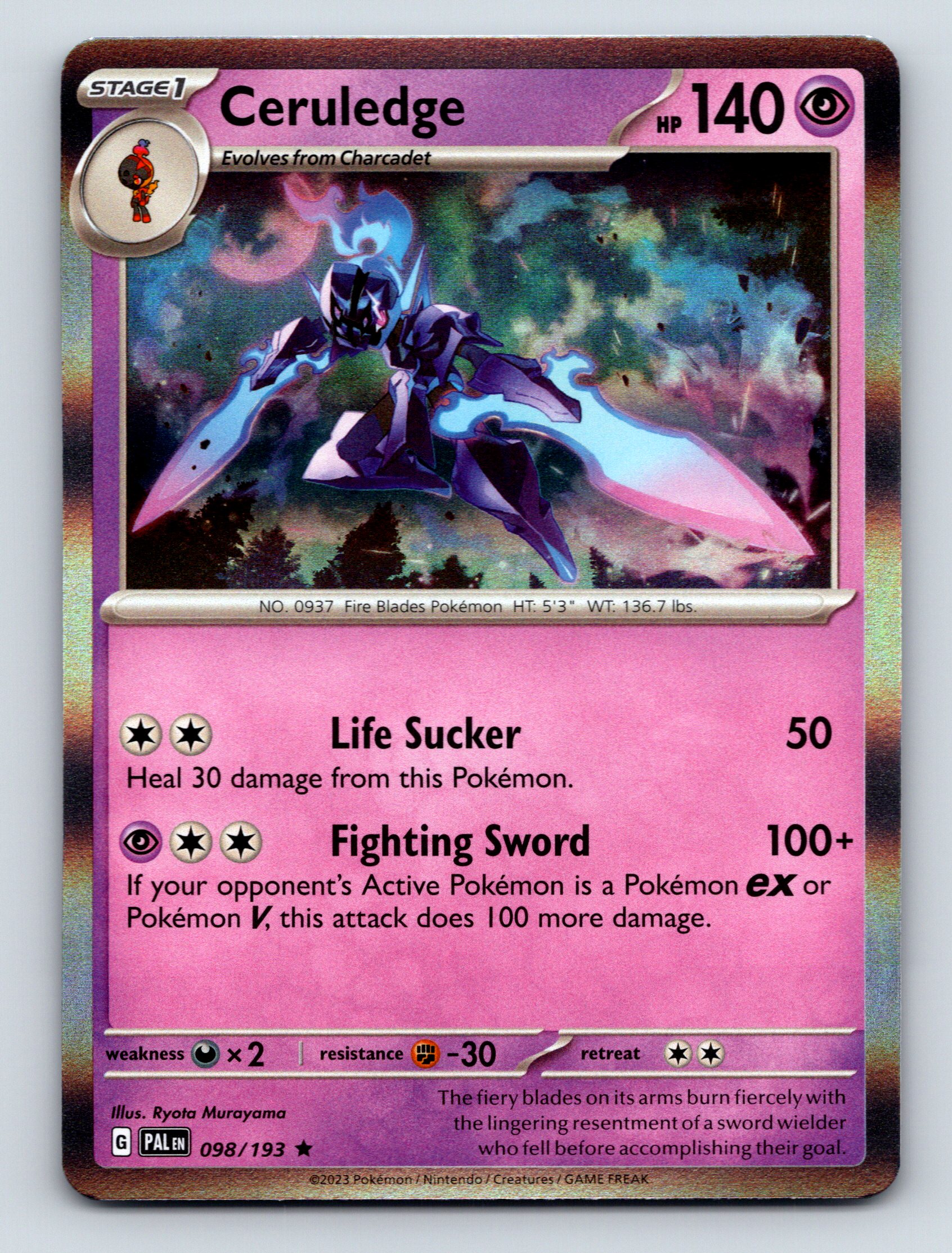 attack card pokemon rejuvenation Stage 1 Ceruledge HP 140 Fighting Sword Attack Rarity Pink Pokémon