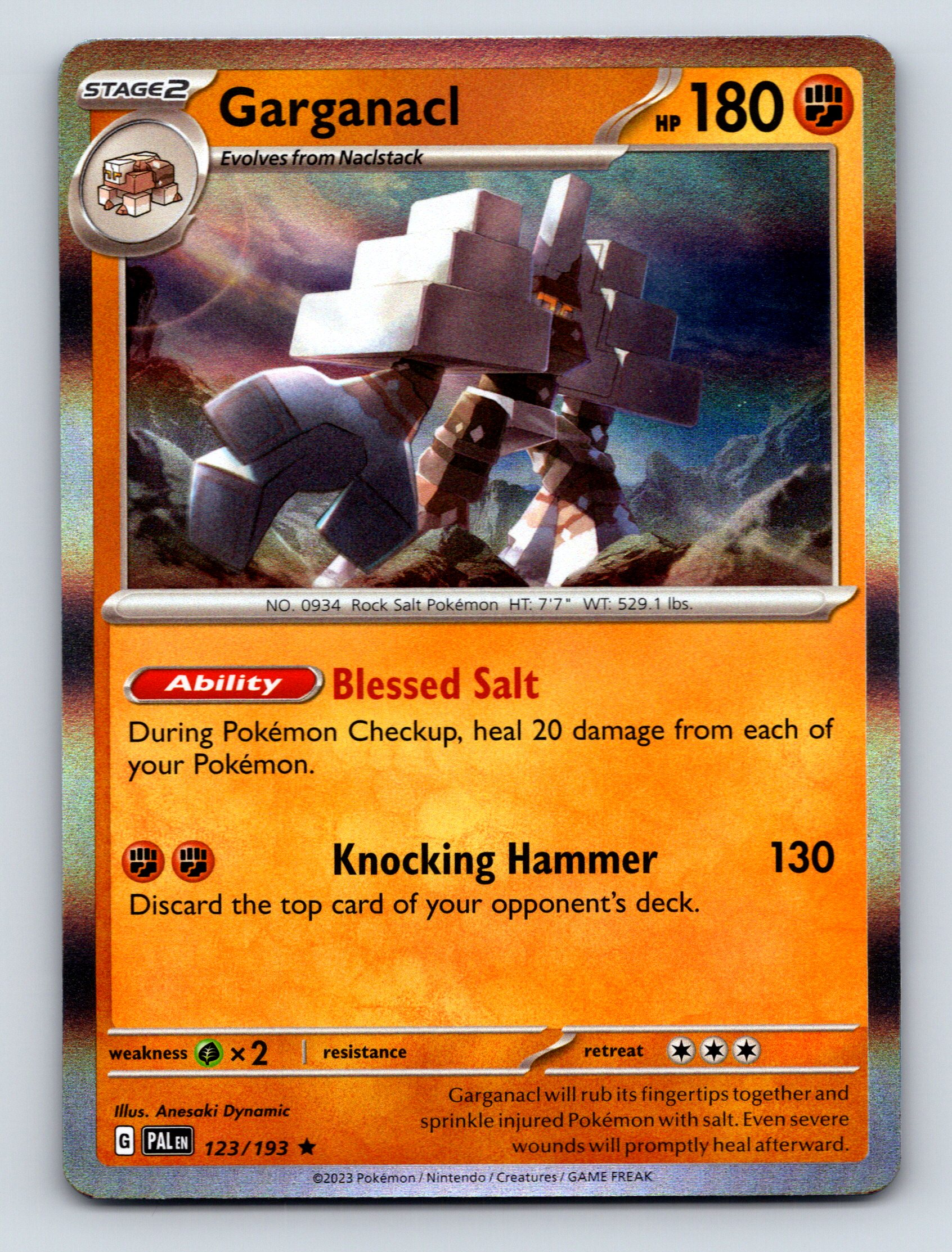 Stage 2 Garganacl HP 180 Knocking Hammer Attack Rarity Orange