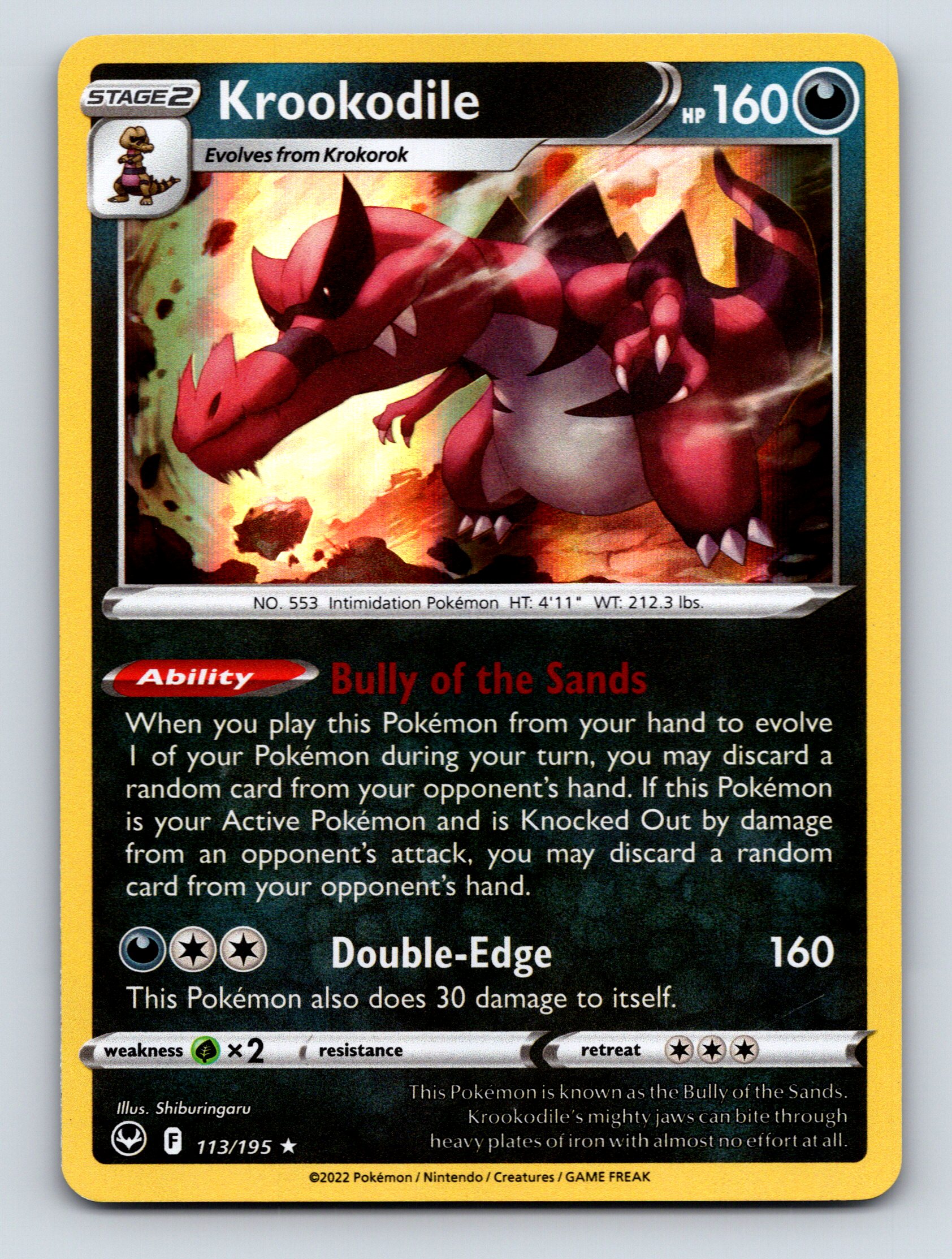 Stage 2 Krookodile HP 160 Bully Of The Sands Intimidation Pokémon