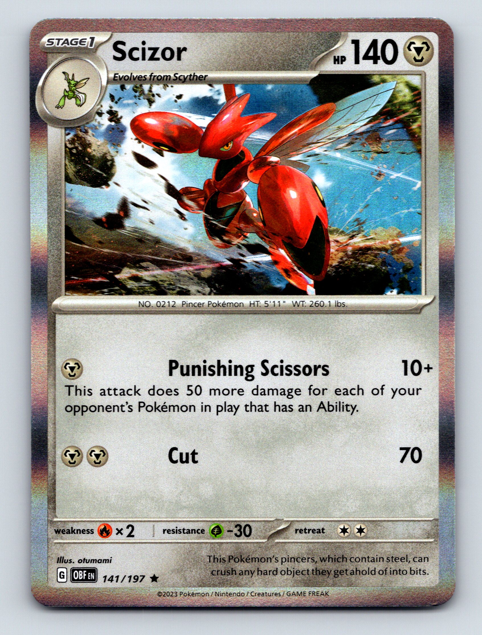 Stage 1 Scizor HP 140 Punishing Scissors Attack Steel Powerful
