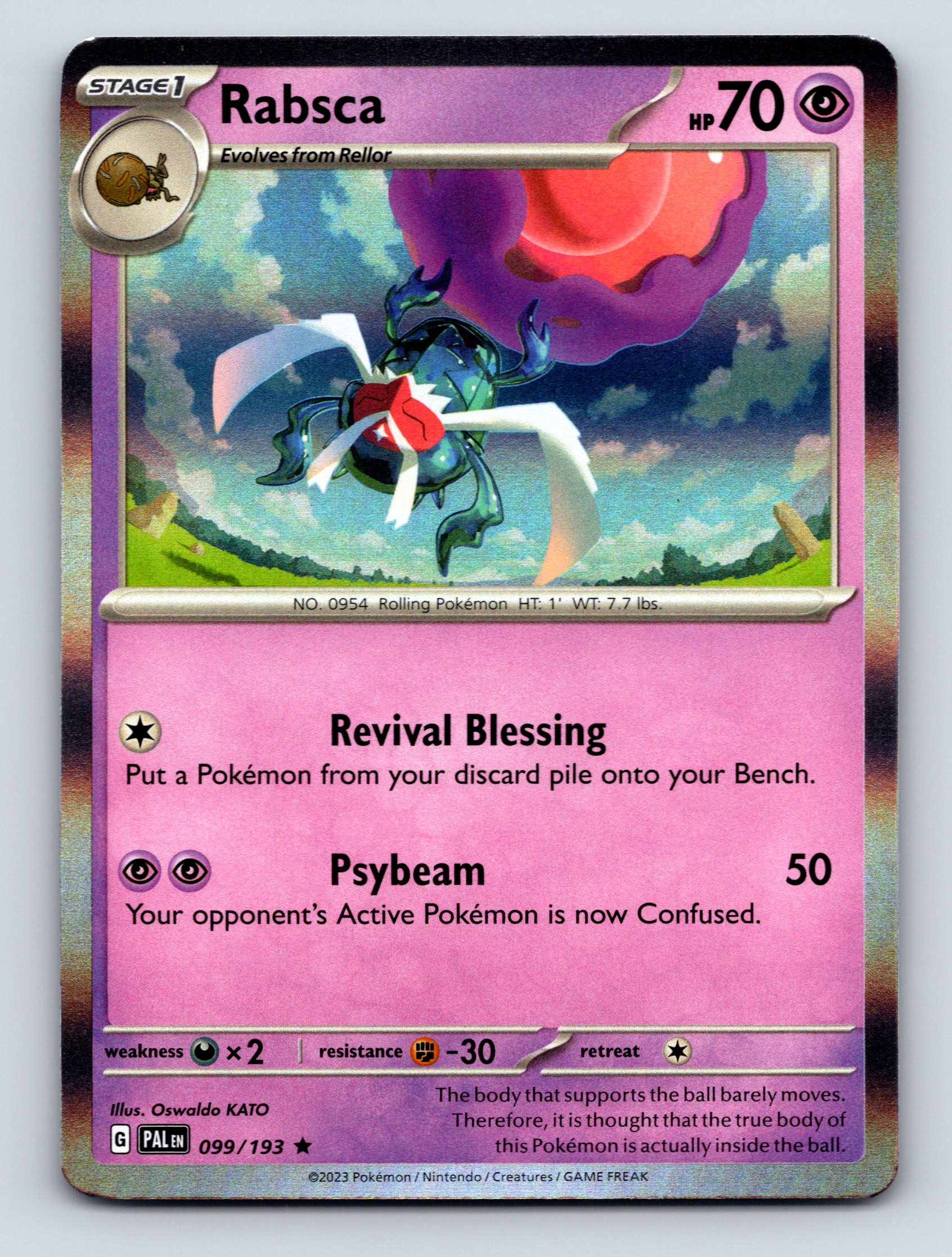 Stage 1 Rabska HP 70 Psybeam Attack Rarity Purple Rolling Pokémon