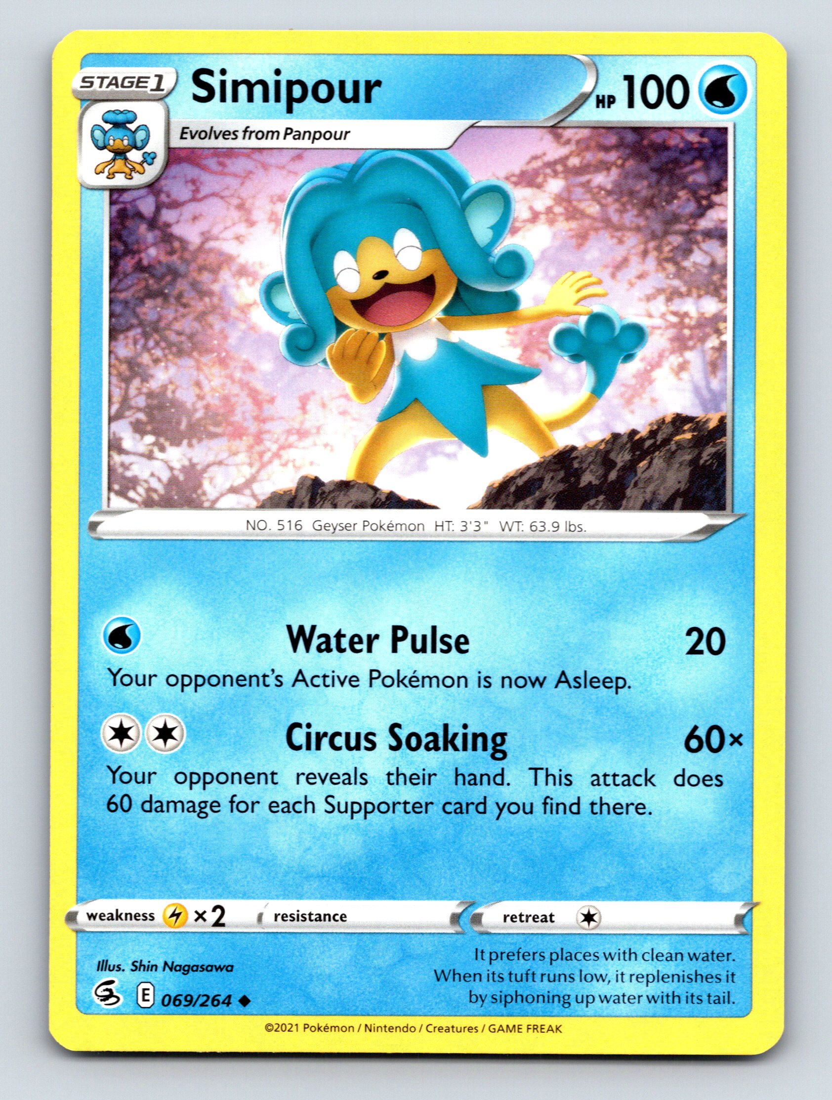Stage 1 Simipour HP 100 Circus Soaking Attack Rare Blue Pokémon