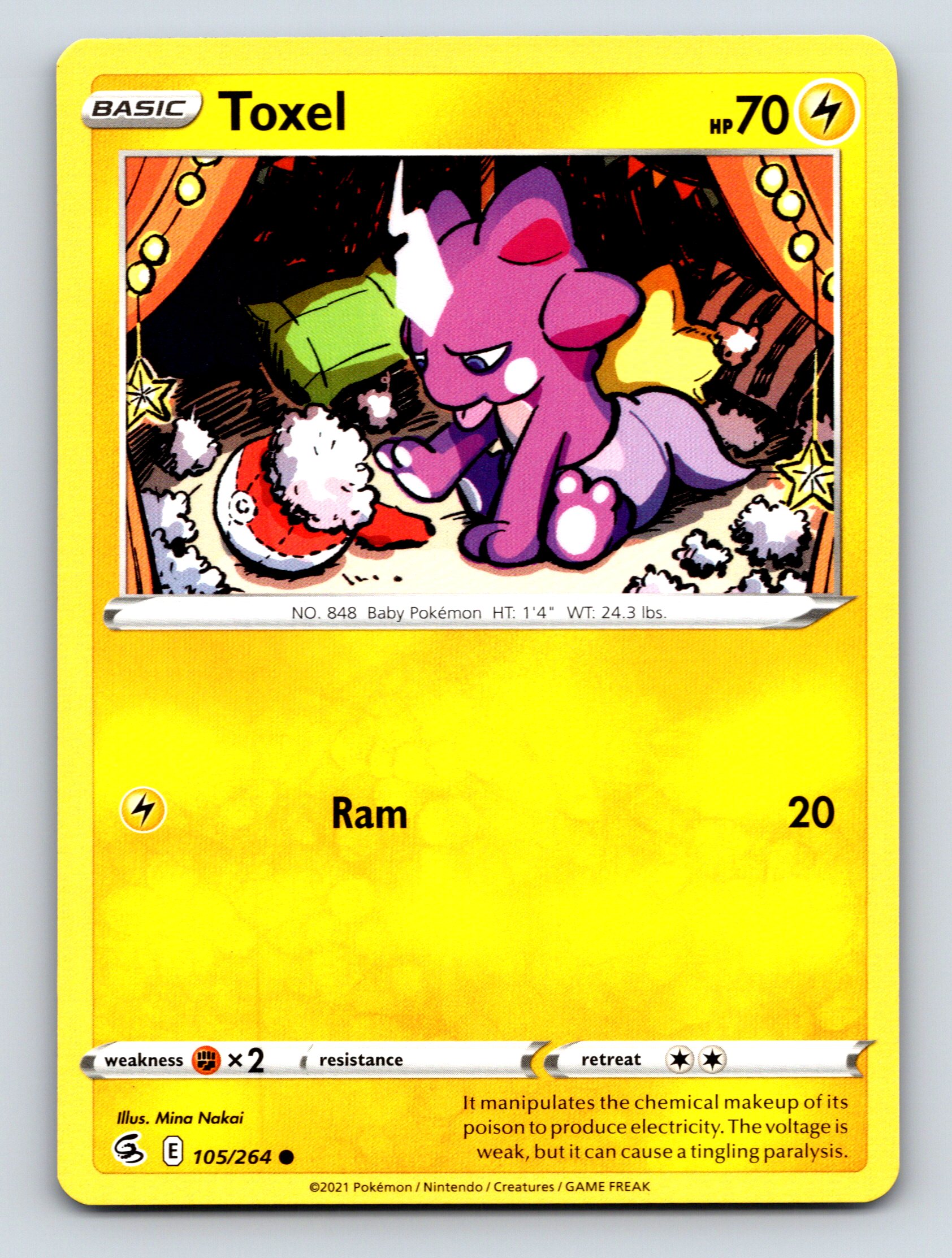 Basic Toxel HP 70 Ram Attack Rare Yellow Vibrant Pokémon Card | eBay