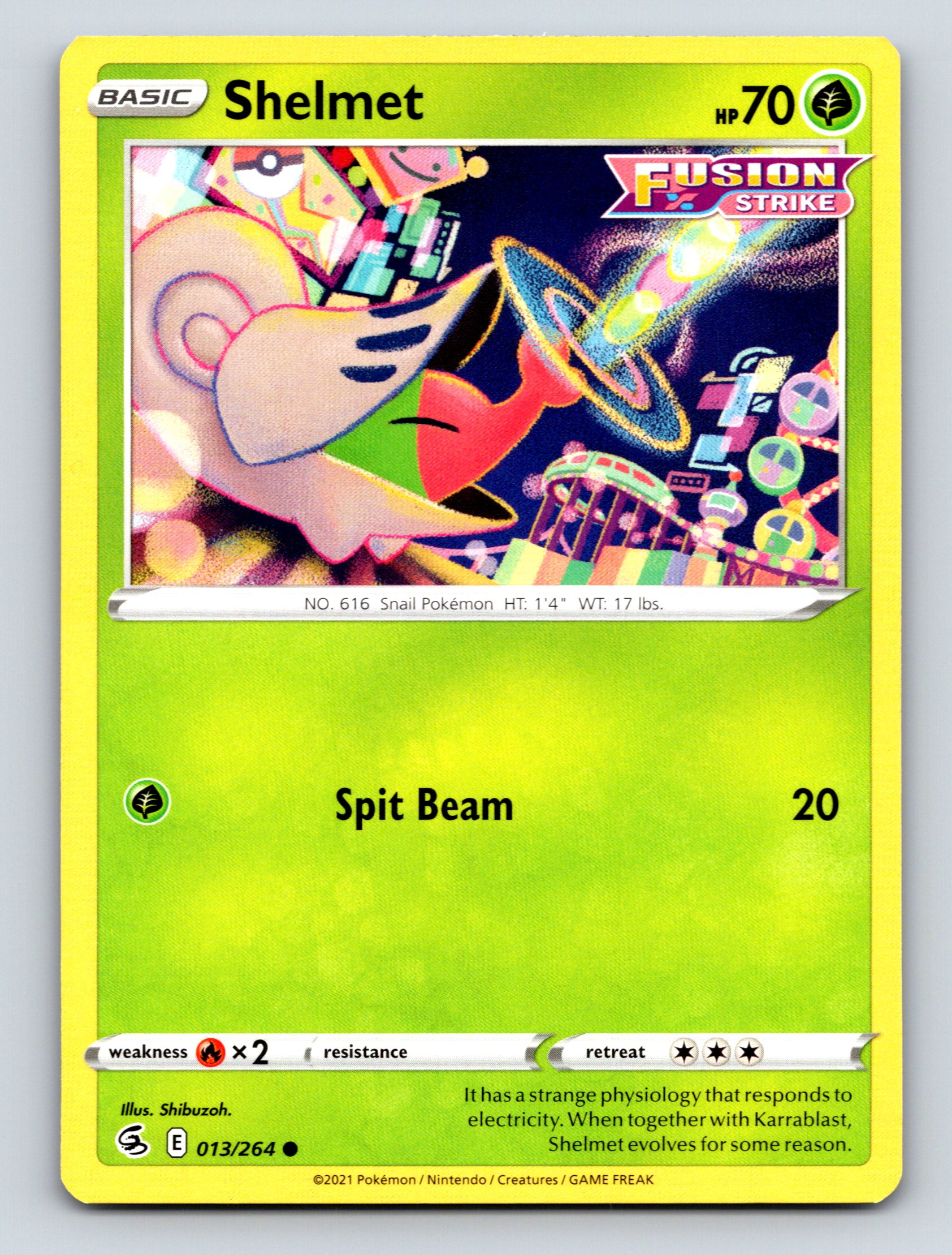 Basic Shelmet HP 70 Spit Beam Attack Fusion Strike Yellow Pokmon | eBay