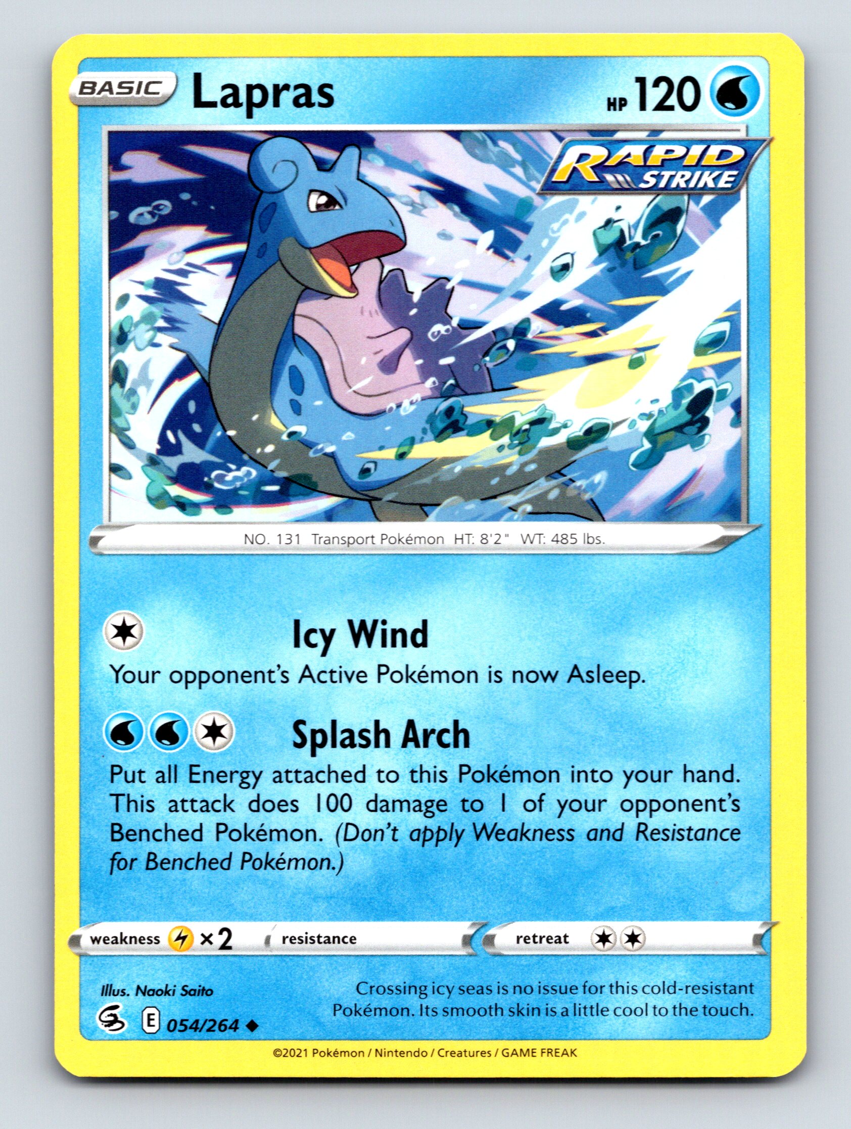 Basic Lapras HP 120 Rapid Strike Splash Arch Rarity Blue Pokmon Basic Lapras HP 120 Rapid Strike Splash Arch Rarity Blue Pokmon