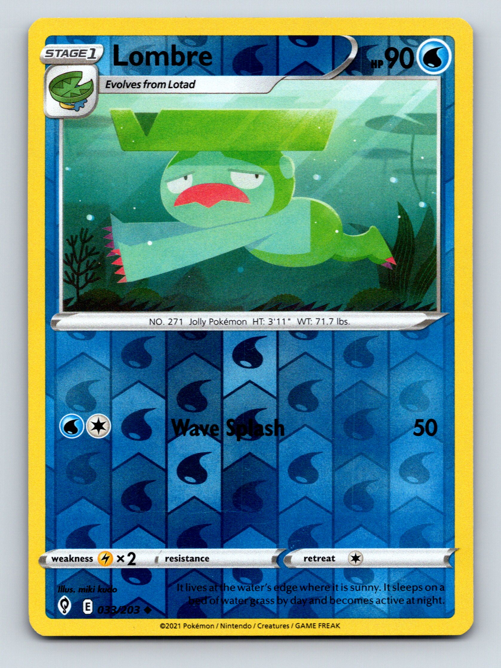 Stage 1 Lombre HP 90 Wave Splash Attack Rare Blue Scenic Pokémon