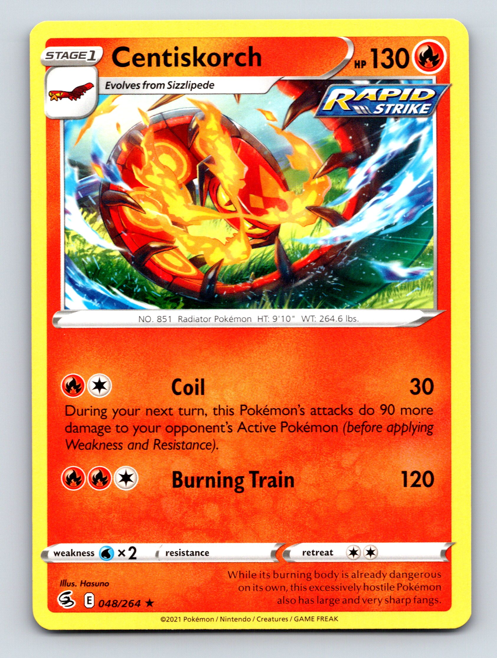 Stage 1 Centiskorch HP 130 Coil Attack Burning Train Rarity Red Pokémon