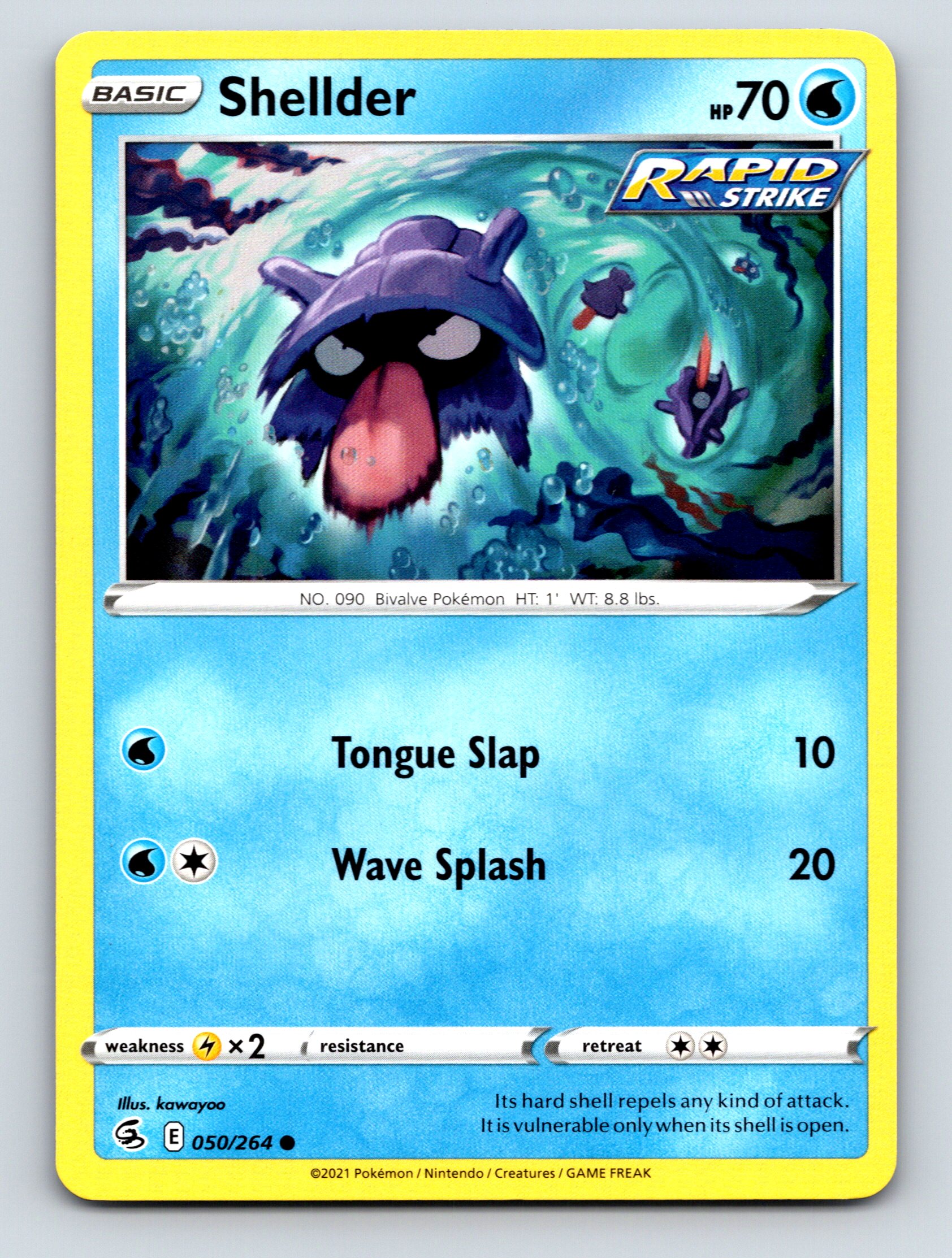 Basic Shellder HP 70 Tongue Slap Attack Blue Rapid Strike Pokémon