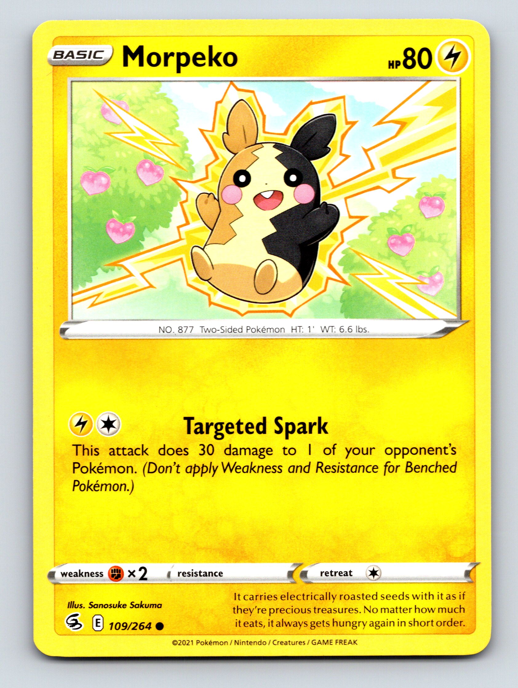 Basic Morpeko HP 80 Targeted Spark Attack Yellow Two Sided Pokémon
