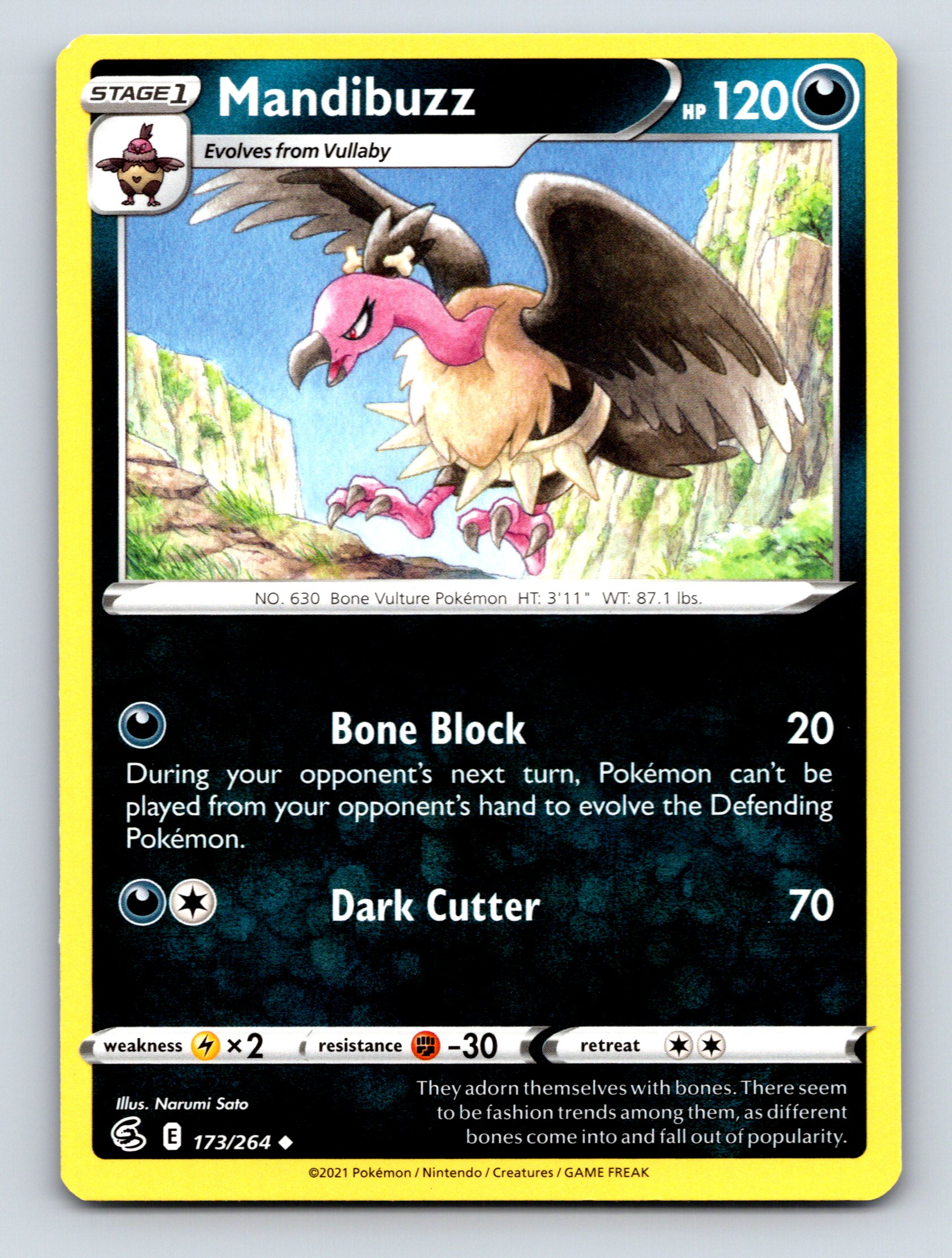 Stage 1 Mandibuzz HP 120 Bone Block Attack Rarity Dark Colorful