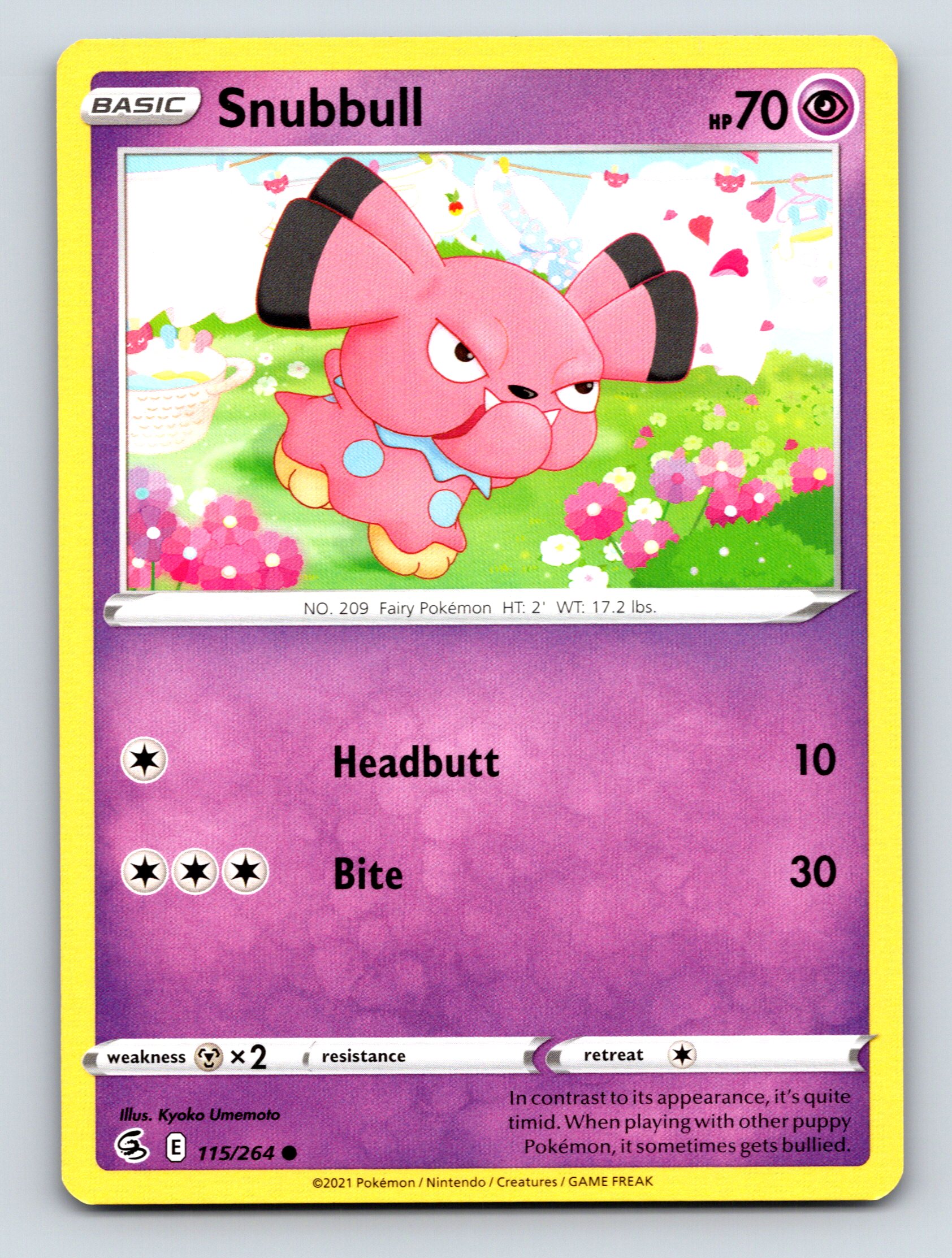 snubbull pokemon card TCG: Detective Pikachu Placeholder Image Provided Basic Snubbull HP 70 Headbutt