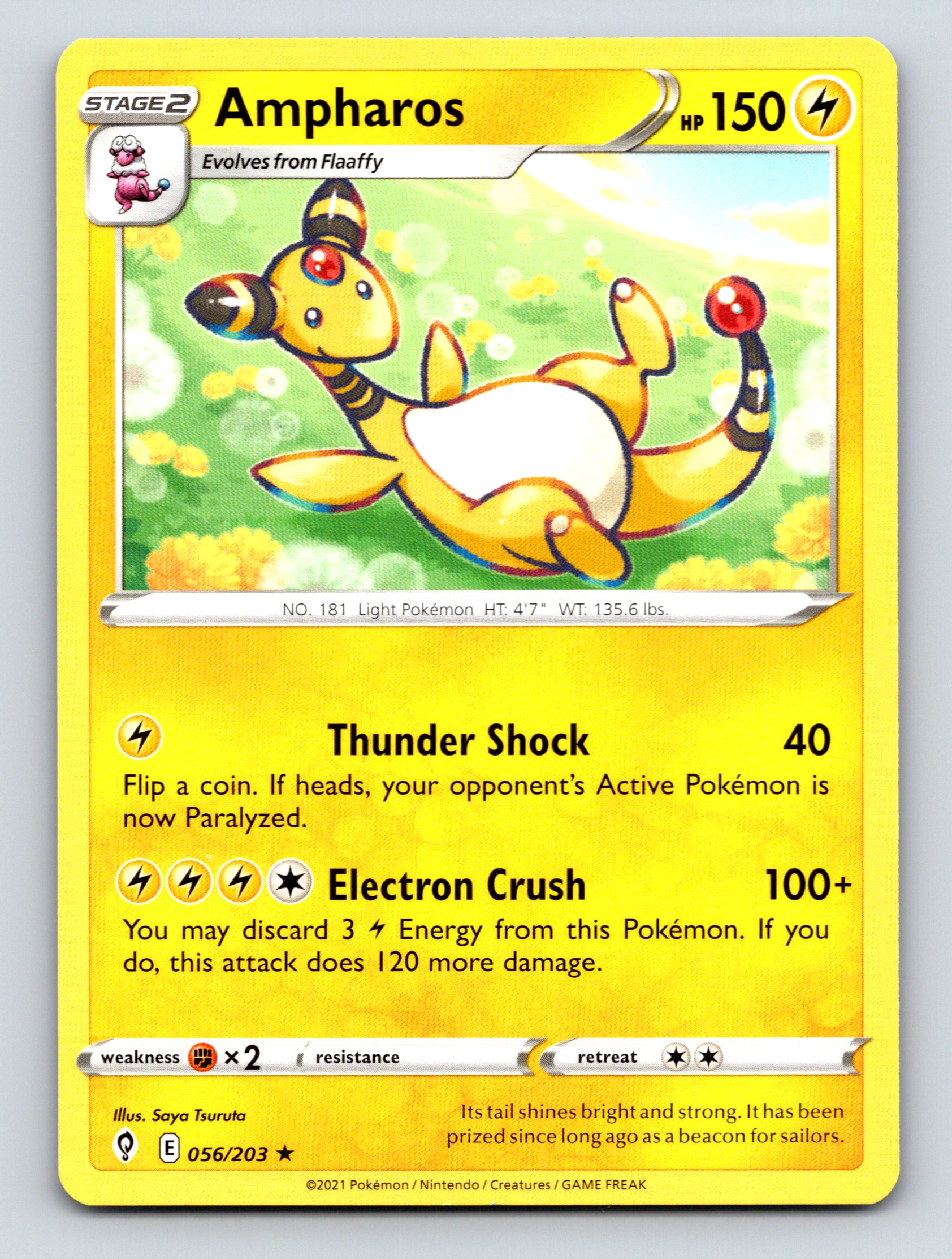 Stage 2 Ampharos HP 150 Thunder Shock Power Rarity Yellow Shine Pokmon Stage 2 Ampharos HP 150 Thunder Shock Power Rarity Yellow Shine Pokmon
