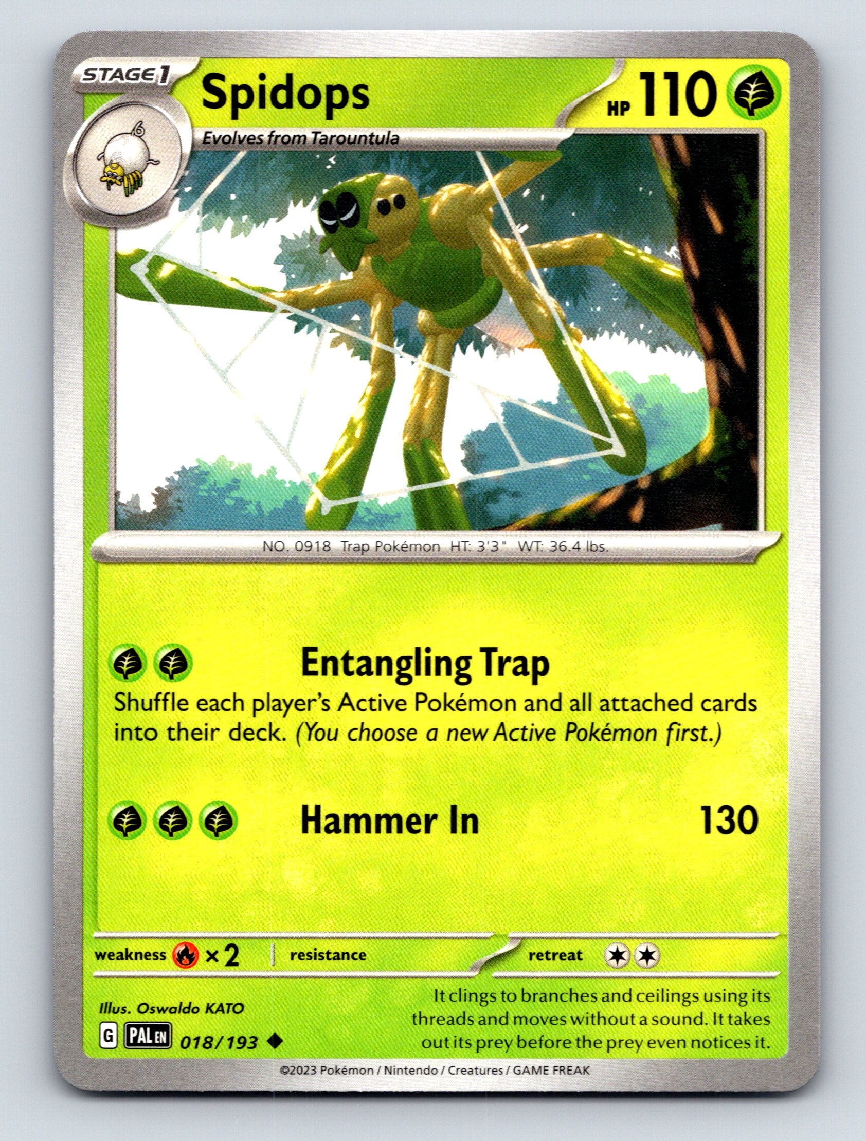 Spidops Rairty Stage 1 Spidops HP 110 Entangling Trap Hammer In Rarity Green Vibrant ...