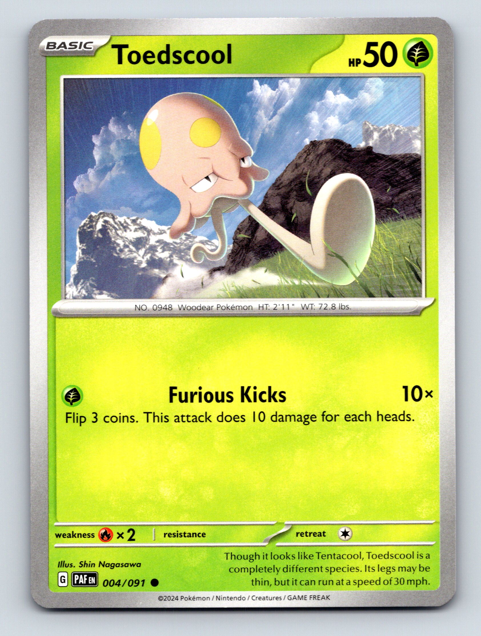 スリープ HP50 トレーディングカード Basic Toedscool HP 50 Furious Kicks Attack Green Vibrant Pokémon