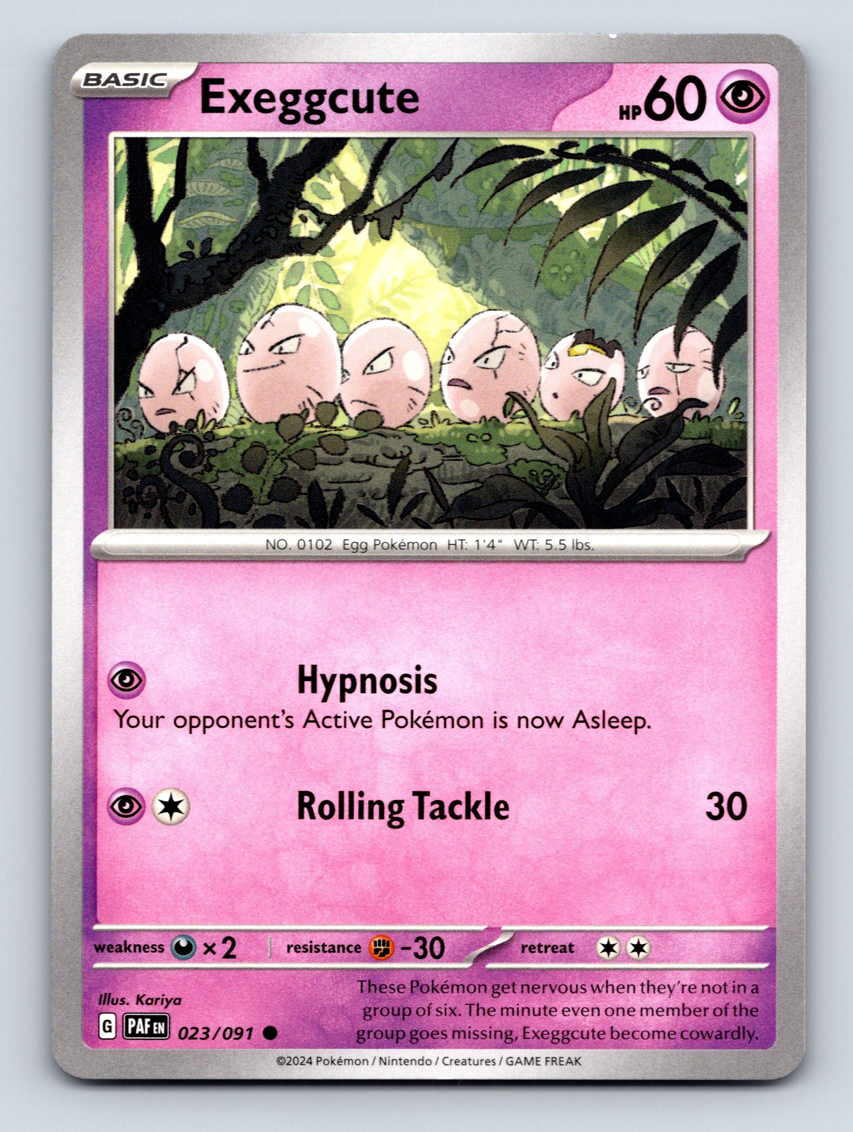 Basic Exeggcute HP 60 Hypnosis Attack Rarity Purple Pokémon Card