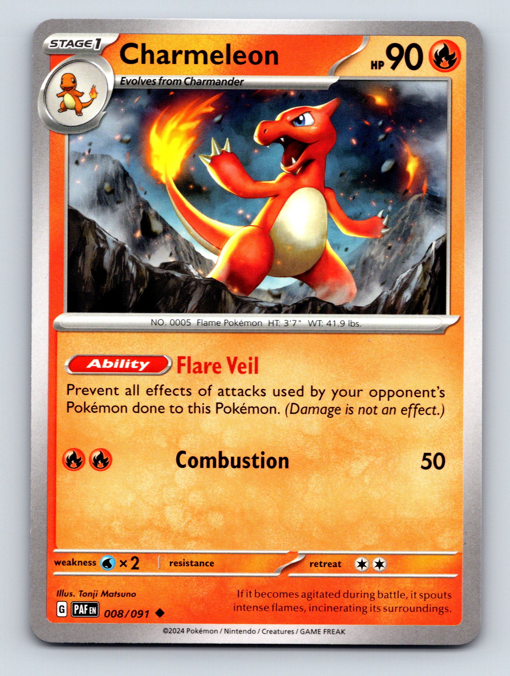 Stage 1 Charmeleon HP 90 Flare Veil Ability Combustion Attack Red