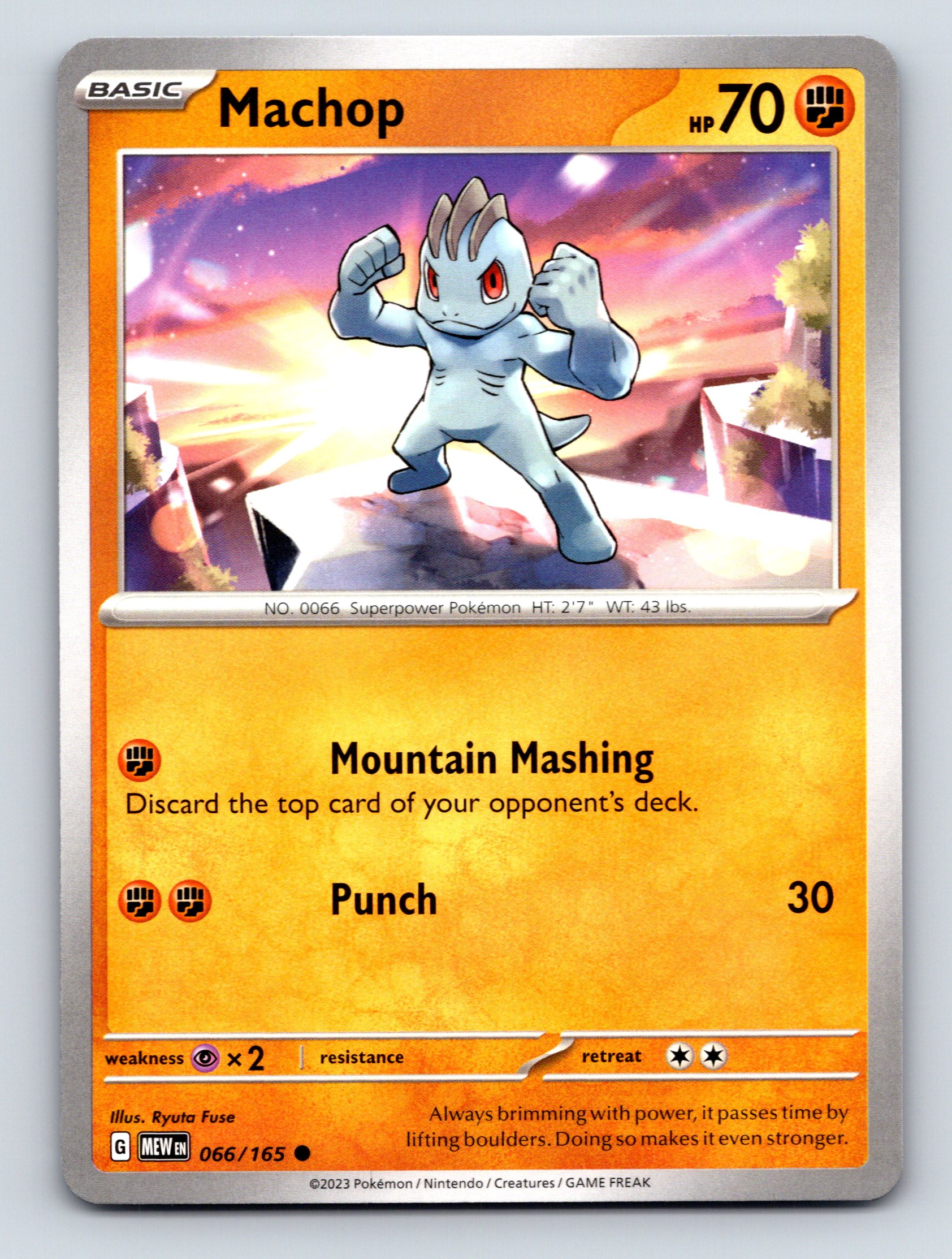 Basic Machop HP 70 Mountain Mashing Punch Rarity Orange Pokmon Card