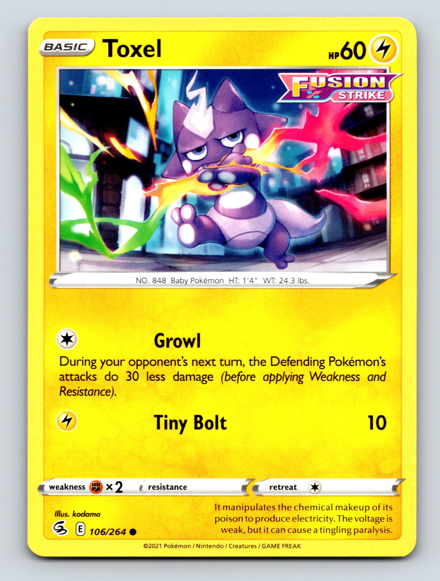 Basic Toxel HP 60 Fusion Strike Tiny Bolt Attack Yellow