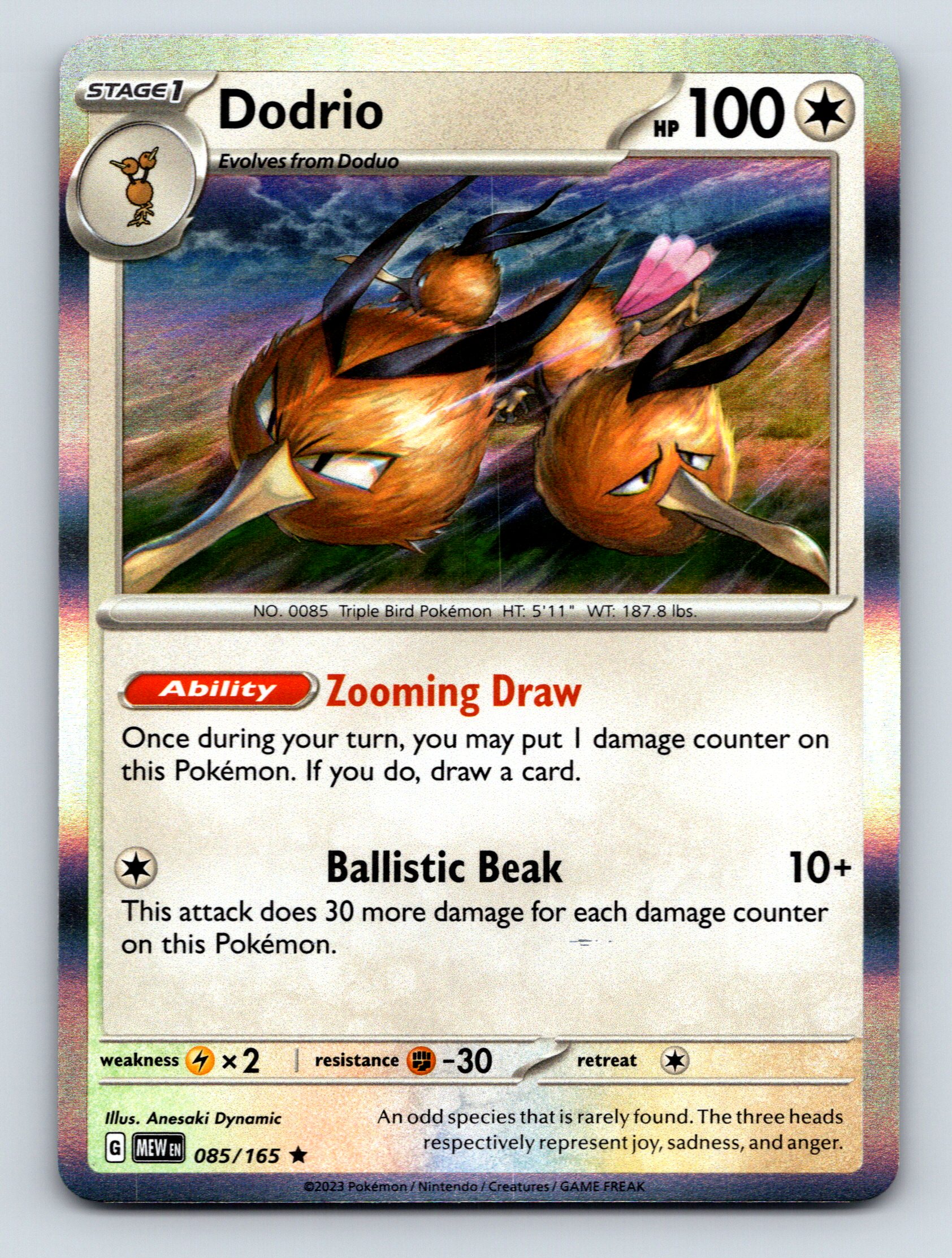 オノンド ホロカード HP100 Stage 1 Dodrio HP 100 Ballistic Beak Attack Rarity Silver Pokémon
