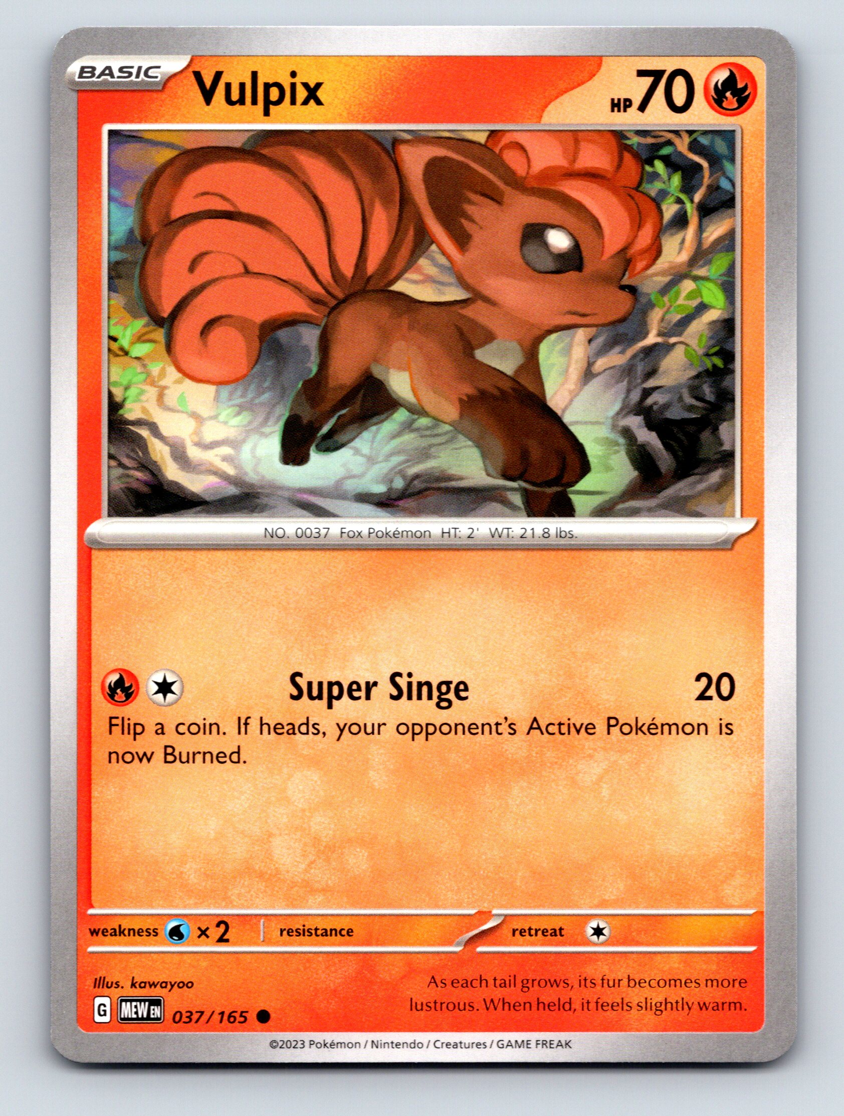 Basic Vulpix HP 70 Super Singe Attack Rarity Red Fox Pokémon Card