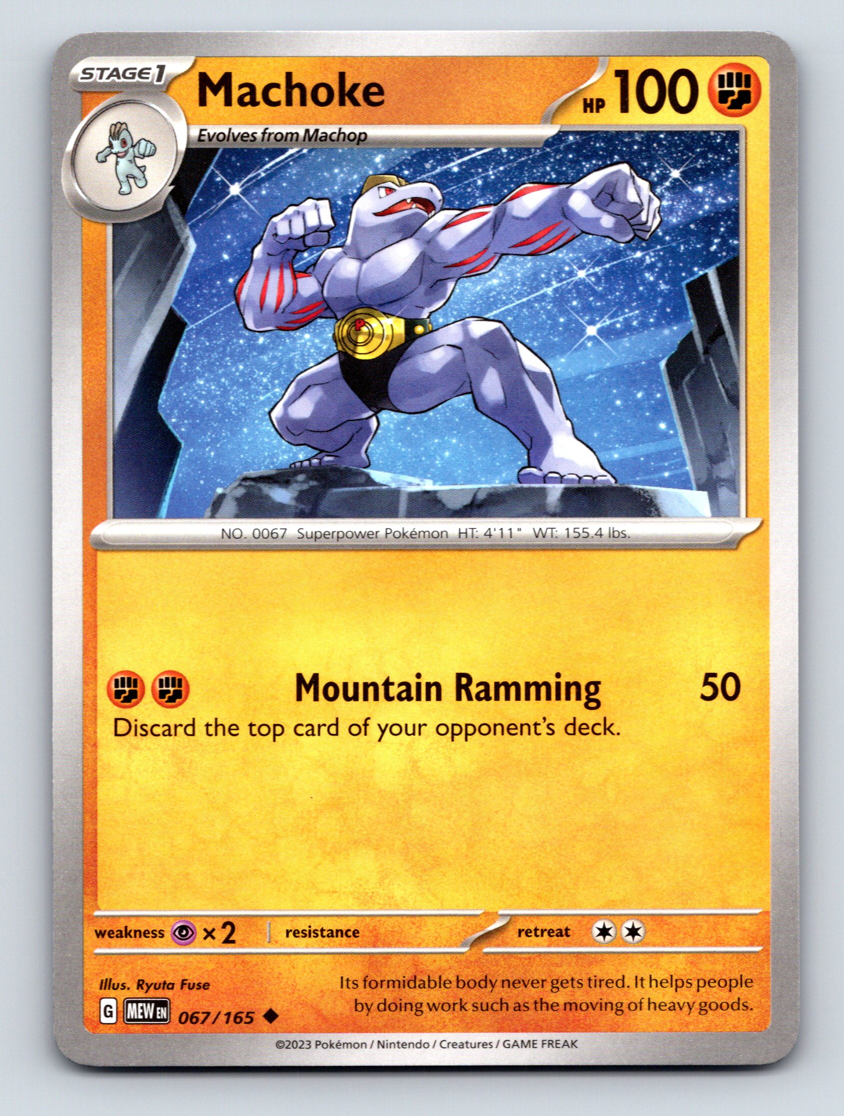 Stage 1 Machoke HP 100 Mountain Ramming Attack Rarity Orange Pokémon