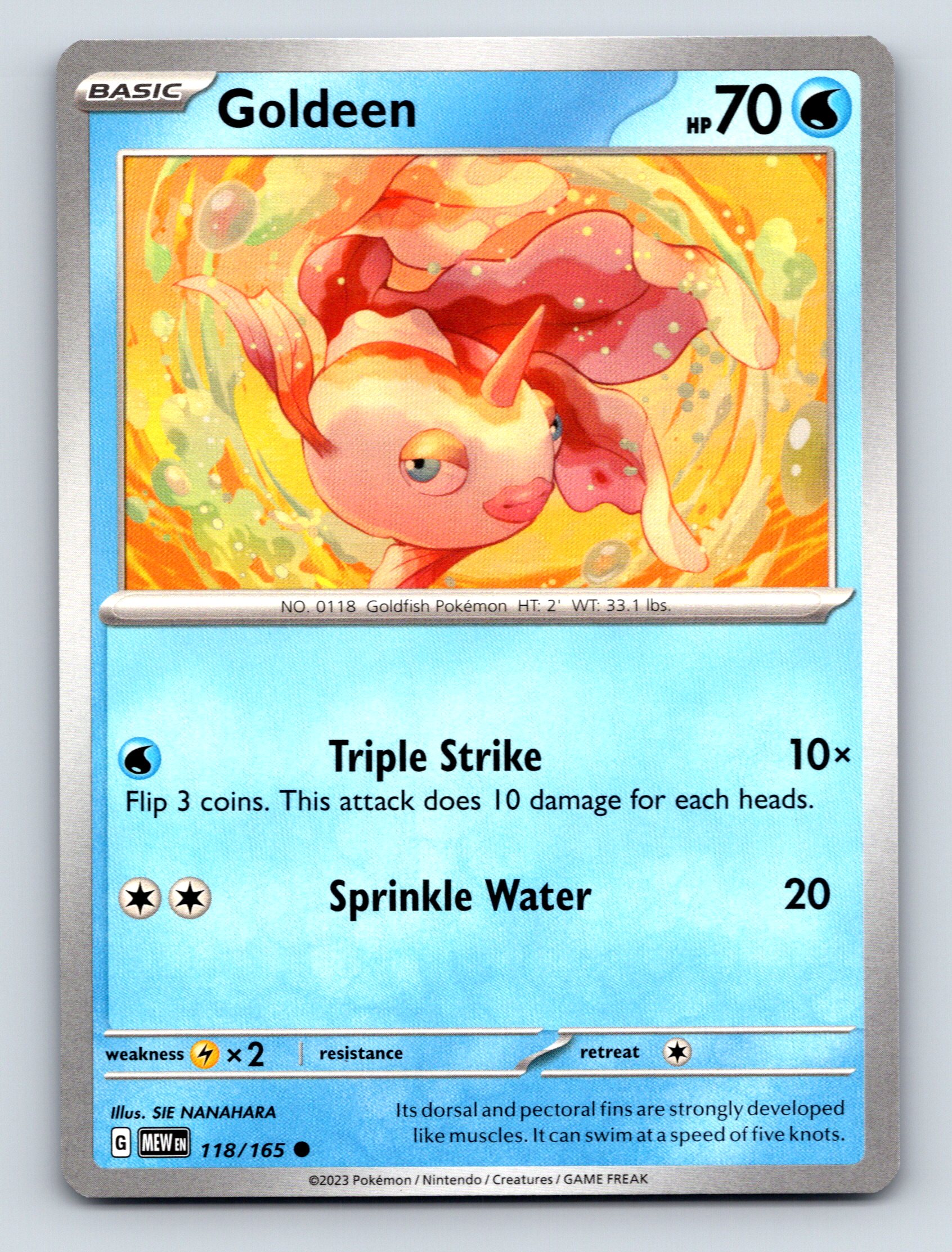 Basic Goldeen HP 70 Triple Strike Attack Water Blue Pokémon Card