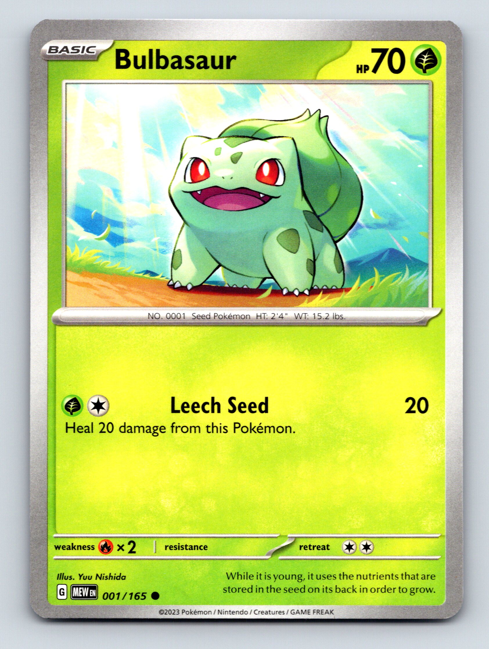 bulbasaur basic pokemon card value Basic Bulbasaur HP 70 Leech Seed Attack Rarity Green Vibrant Pokémon