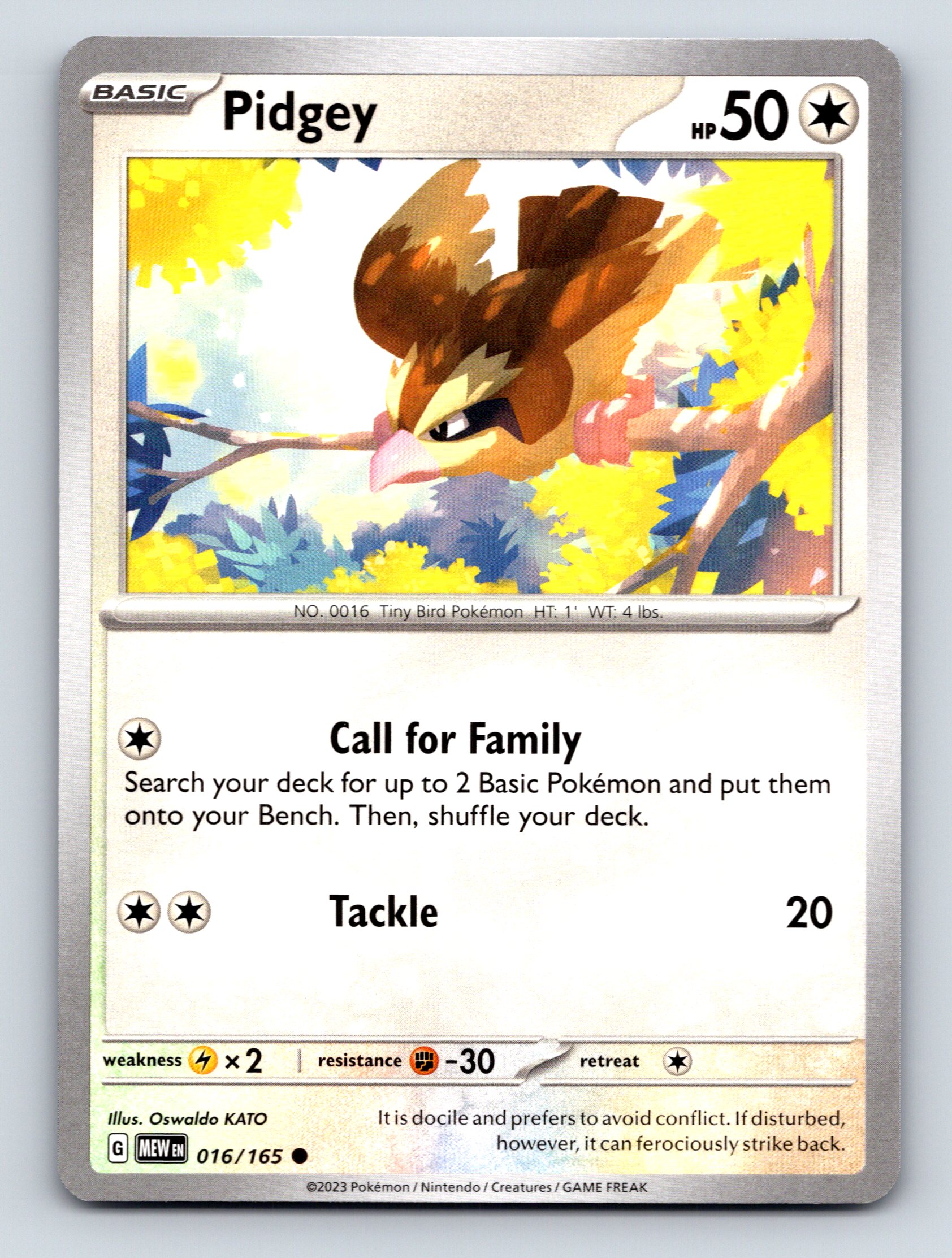 Basic Pidgey HP 50 Call For Family Tackle Rare Green Pokémon