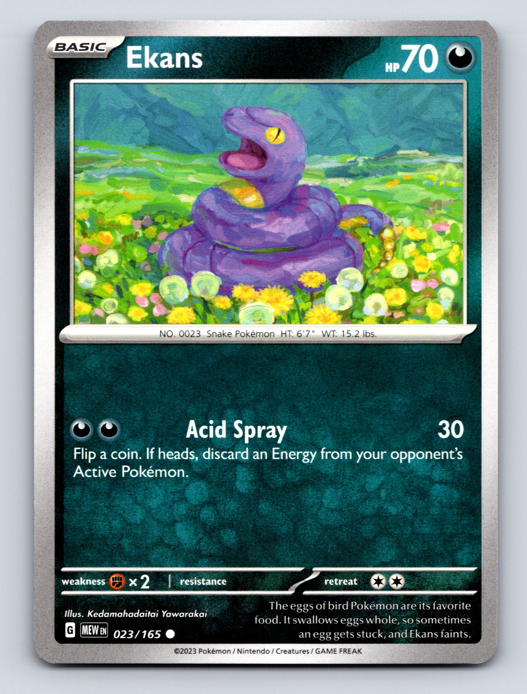 Basic Ekans HP 70 Acid Spray Attack Snaking Purple Design Pokmon