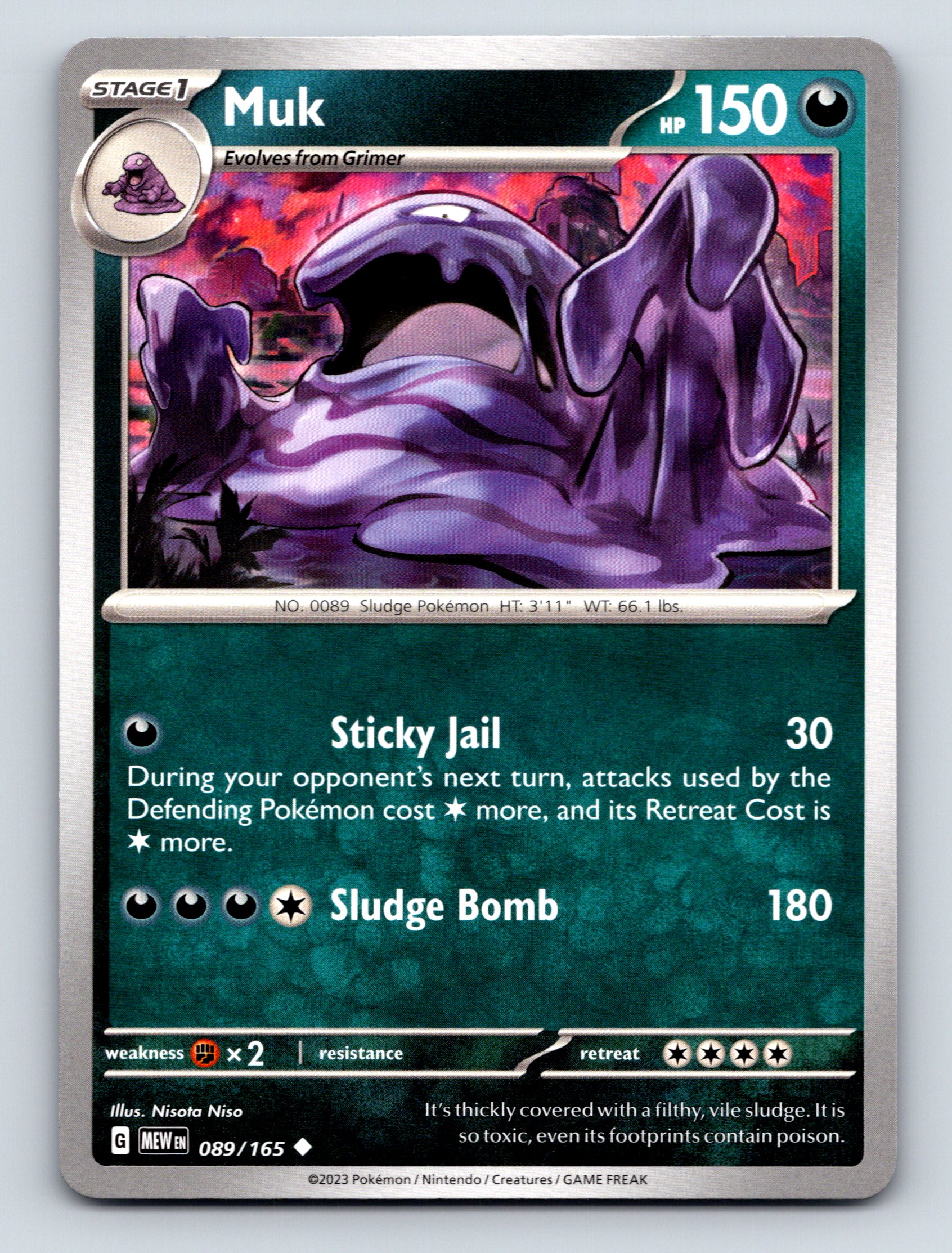Stufe 1 Muk HP 150 Sticky Jail Attack Schlammbombe Dunkle Karte Pokémon - Bild 1 von 10